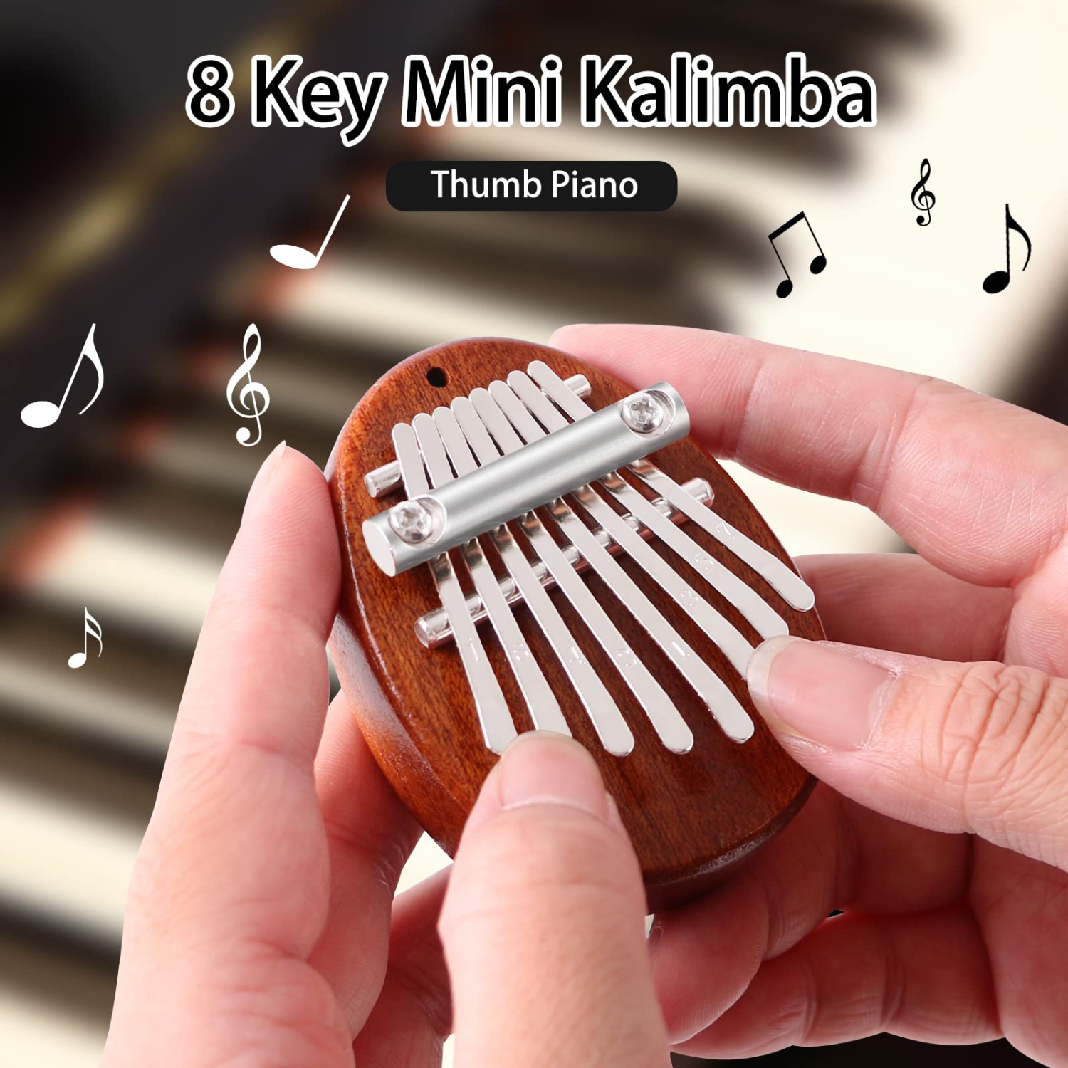 Mini-kalimba à 8 touches, piano au pouce avec cordon, cadeau d'anniversaire des Fêtes