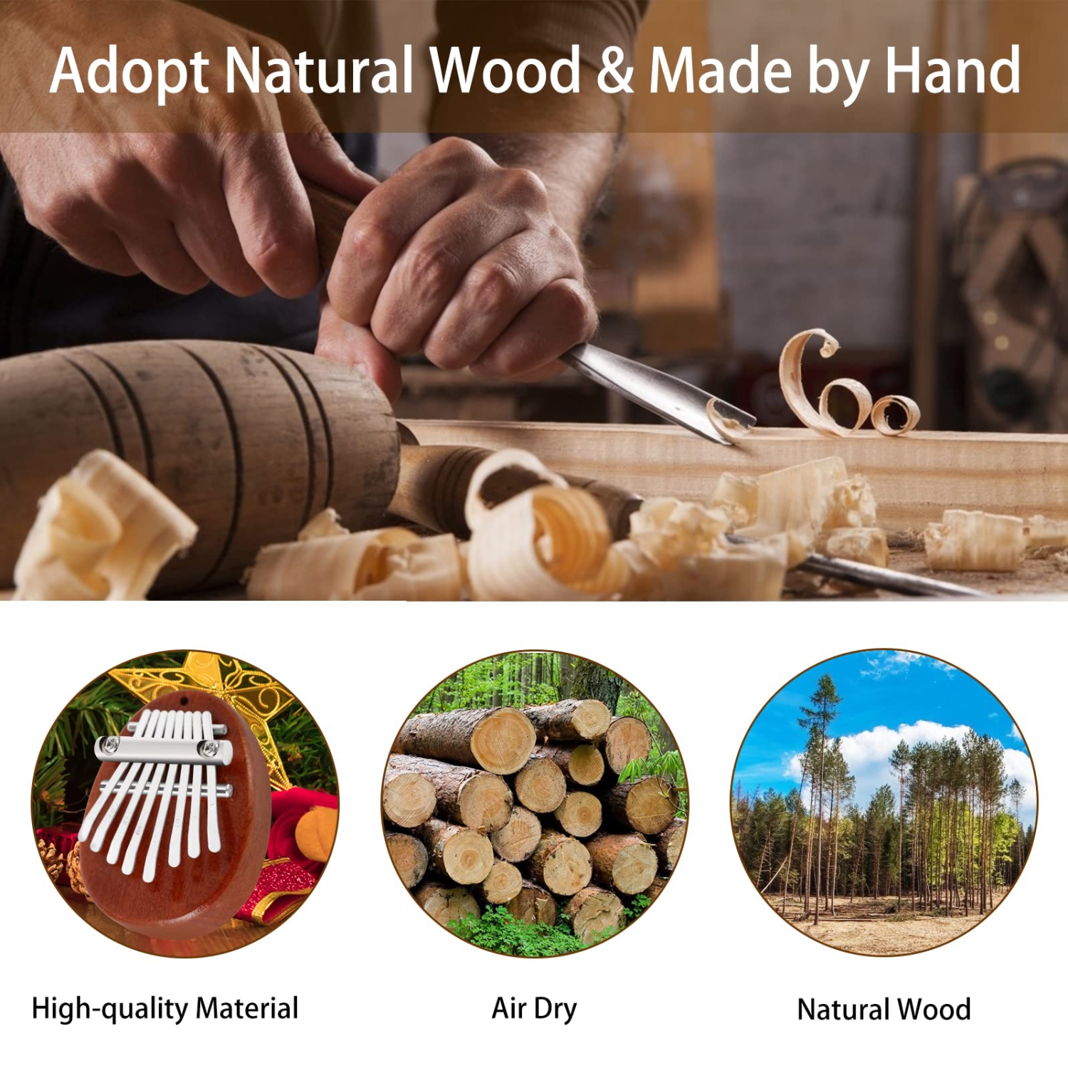 Mini-kalimba à 8 touches, piano au pouce avec cordon, cadeau d'anniversaire des Fêtes