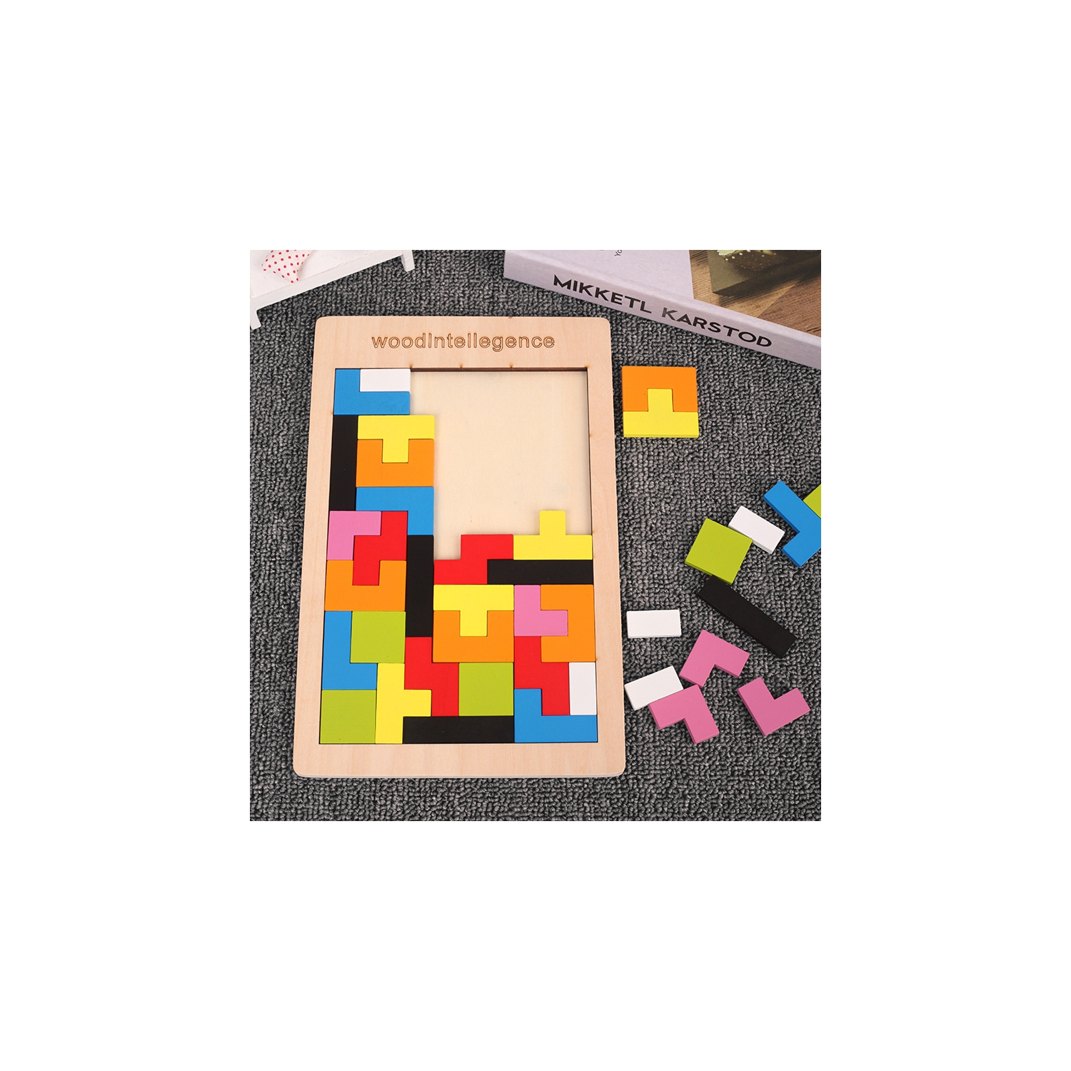 Casse-tête de blocs de construction en bois, blocs de casse-tête Tetris colorés 3D, jouets éducatifs STIM Montessori