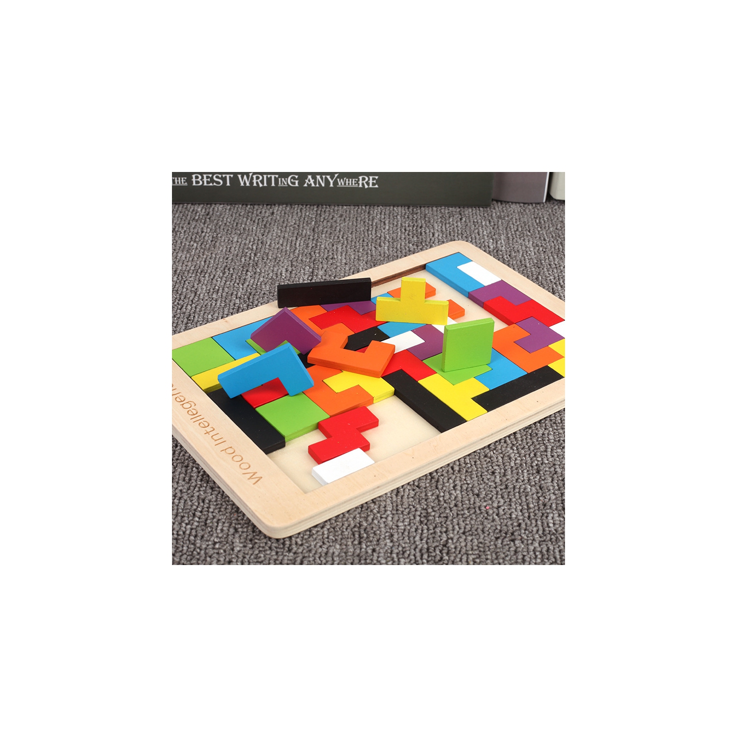 Casse-tête de blocs de construction en bois, blocs de casse-tête Tetris colorés 3D, jouets éducatifs STIM Montessori
