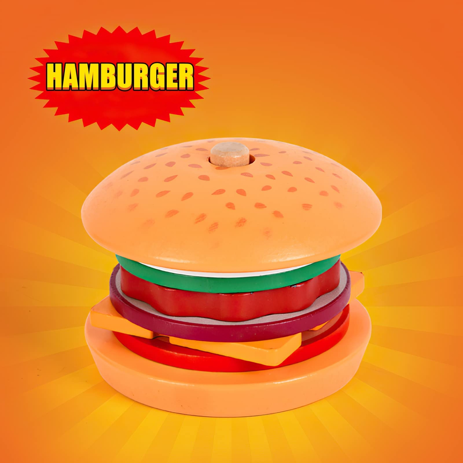 Wooden Burger Stacking Toy, Fake Food Toys for Boys and Girls, Montessori Toys for 3-Year-Olds, Educational Toys
