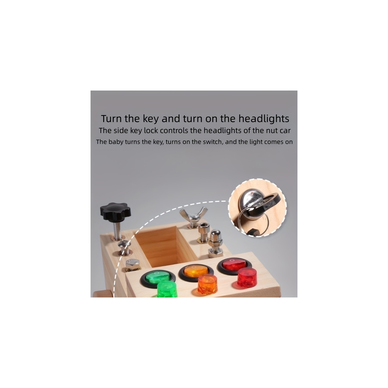 Wooden Multifunctional Busy Light Nut Removal Tool Car Nut Combination Set Toy for 3-12 Years Old Boys and Girls, Gift