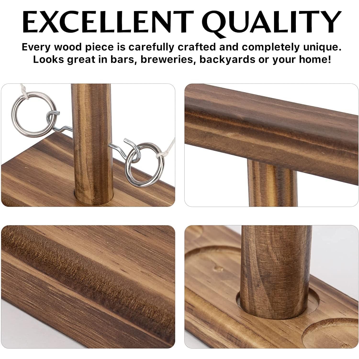 Ring Toss Games , Yard Games, Outdoor and Indoor Games, Wooden Hook and Ring Game for Bars, Home, Party