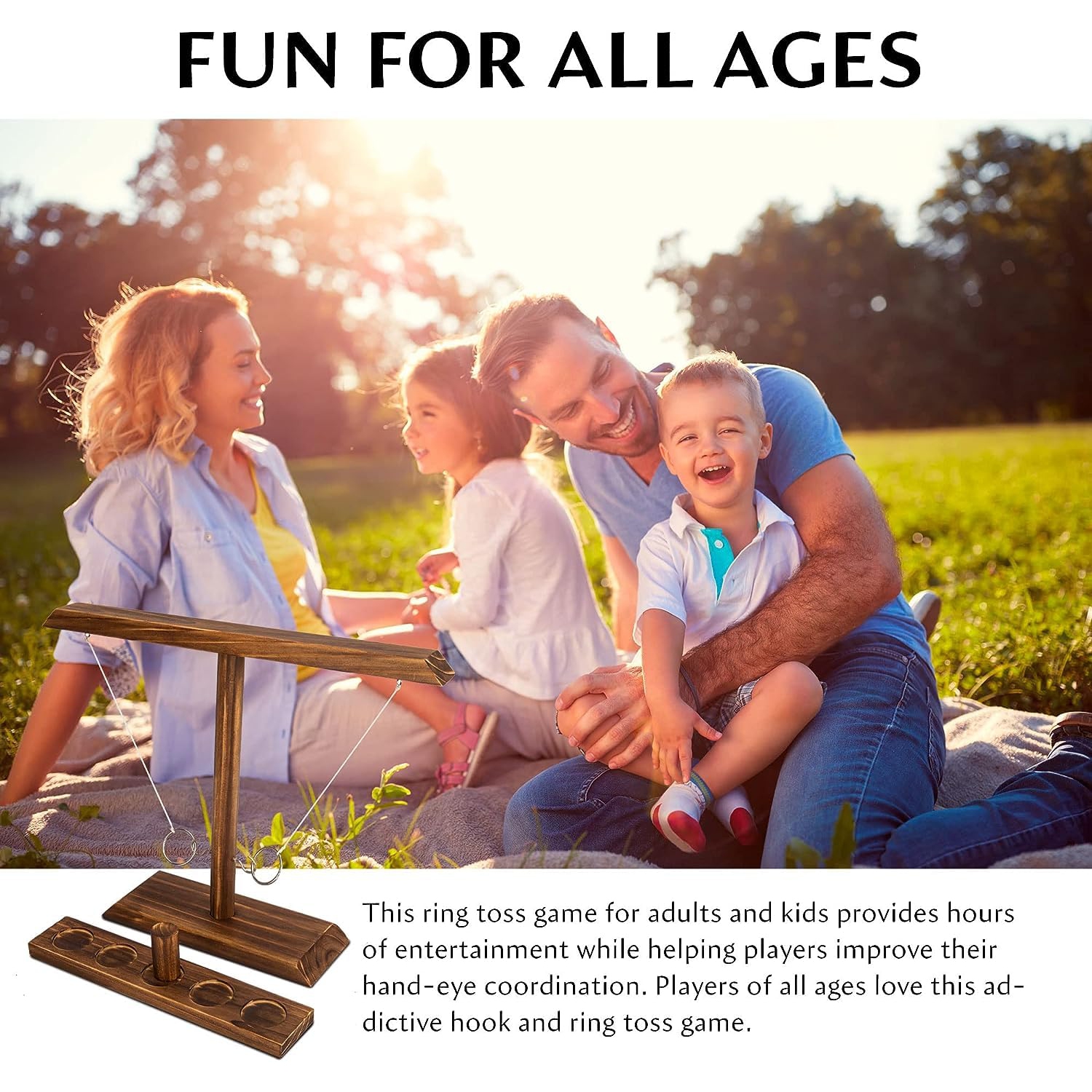 Ring Toss Games , Yard Games, Outdoor and Indoor Games, Wooden Hook and Ring Game for Bars, Home, Party