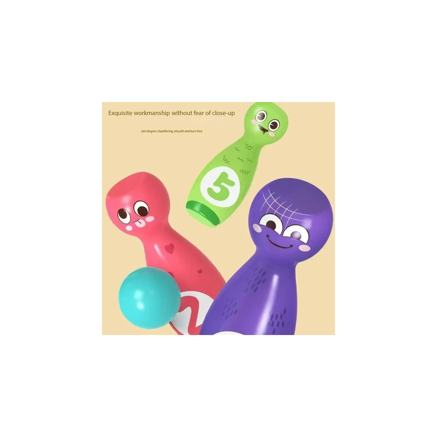 Jeu de quilles avec 10 quilles et 2 balles, jeu de sport amusant pour l'extérieur ou l'intérieur, panier de Pâques en cadeau