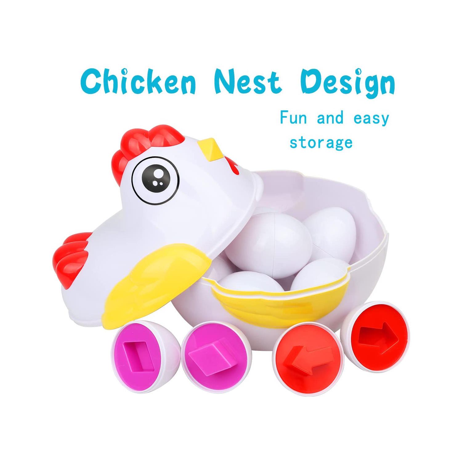 Jouet de Pâques en forme d'oeuf, panier de Pâques avec 12 oeufs assortis et une boîte de poules, jouet éducatif pour garçons et filles de 2 à 3 ans