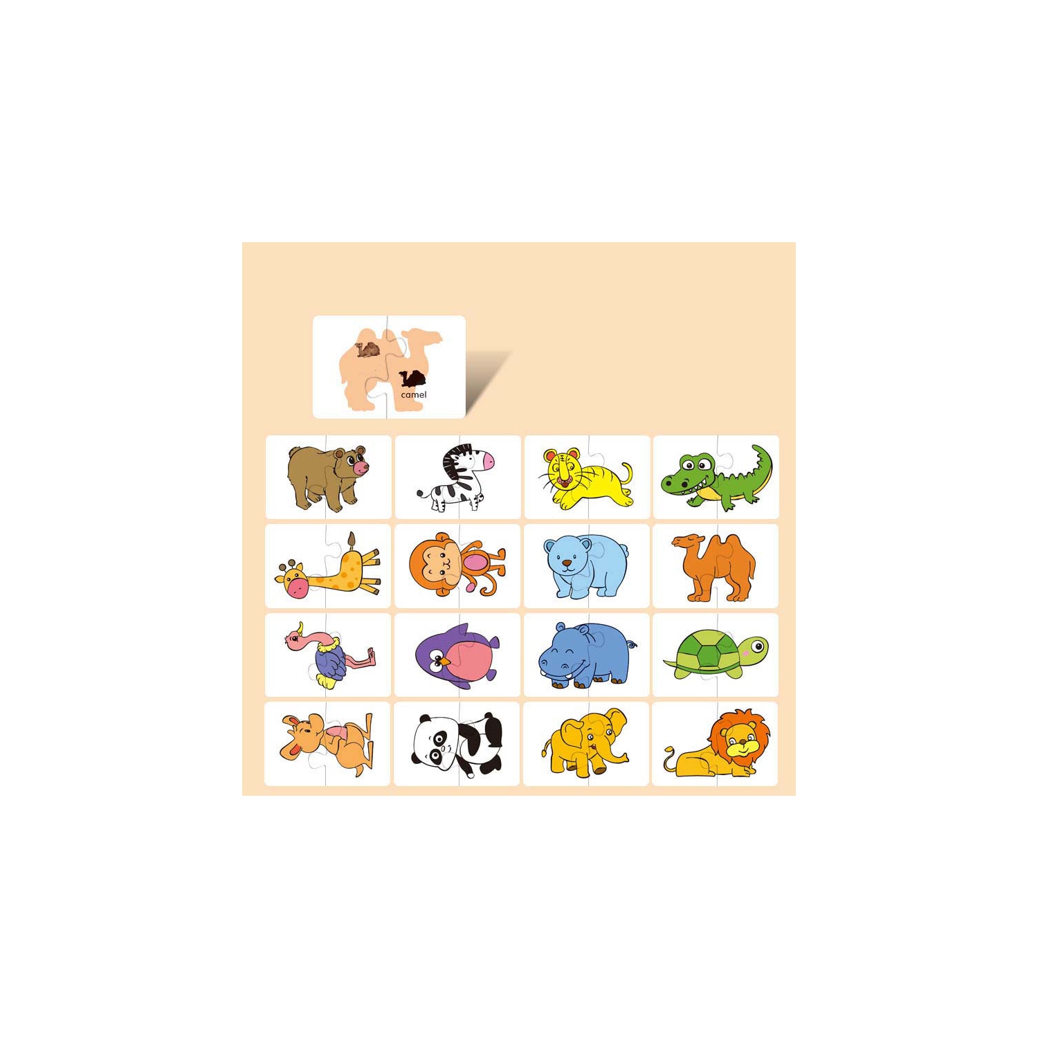 Casse-tête de 16 morceaux pour 1-3 ans, jouet éducatif en forme d'animal pour garçons et filles, cadeau