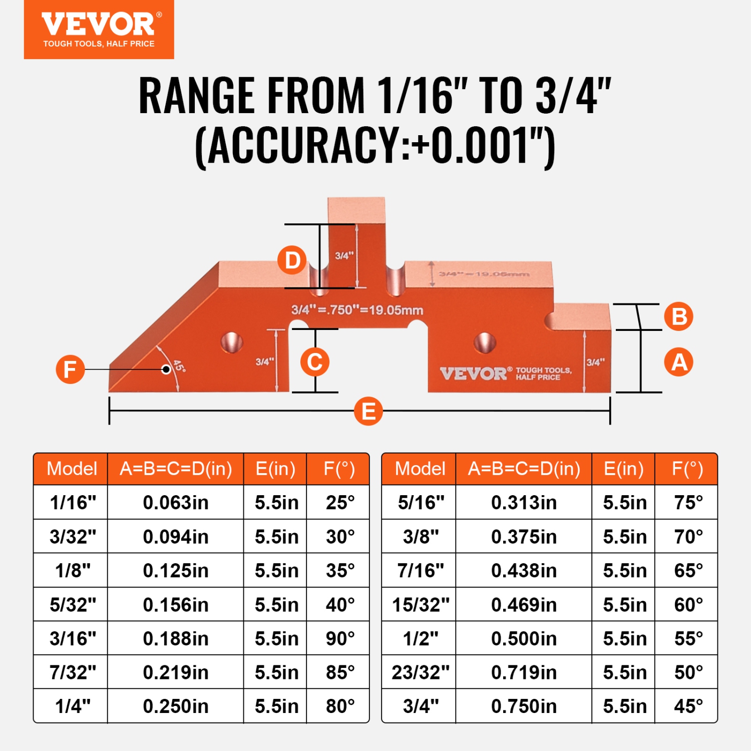 VEVOR 14-piece Set Router Table Adjustment Bars, Durable Aluminum Construction Blocks for Measuring Depths, Heights, and Angles, Includes Engraved