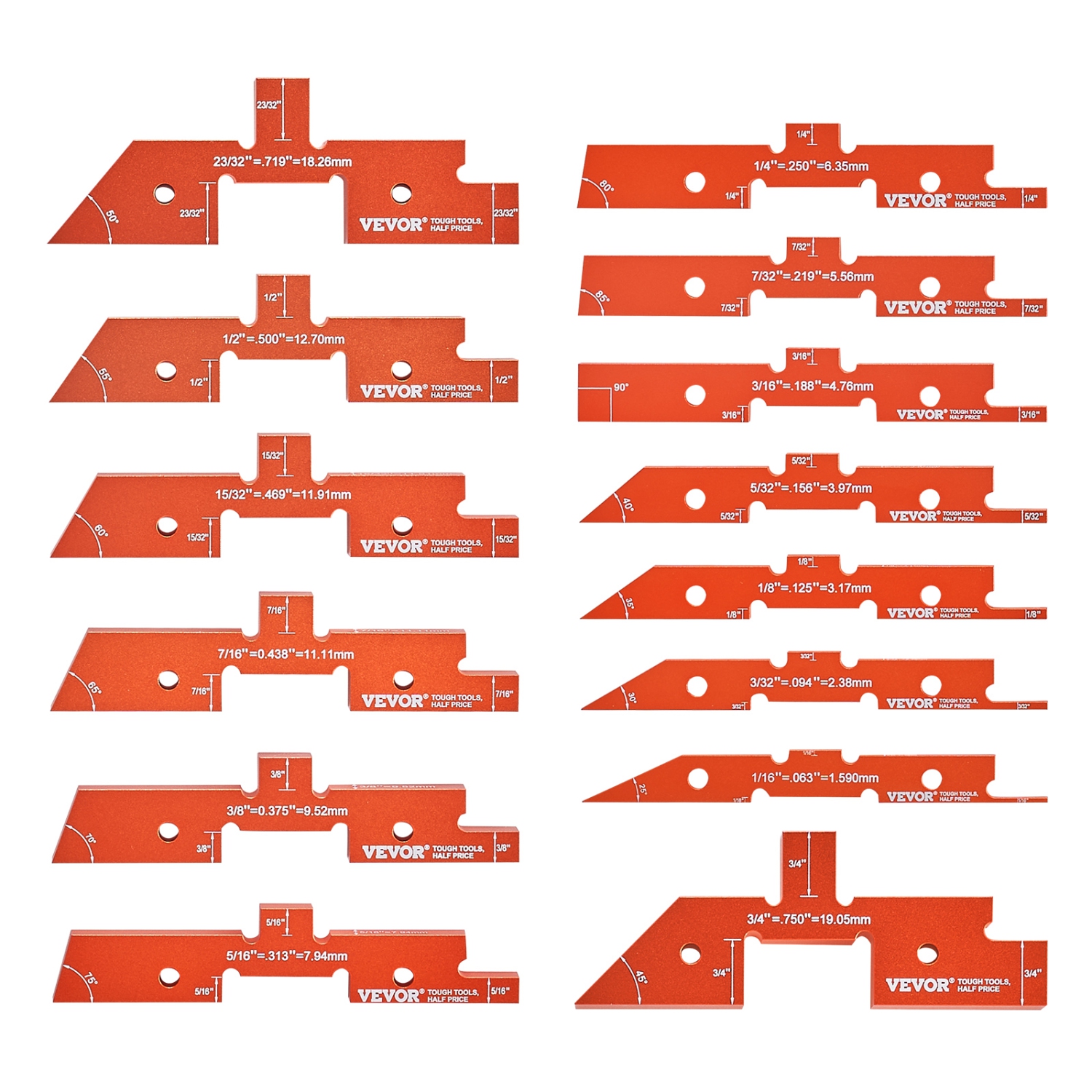 VEVOR 14-piece Set Router Table Adjustment Bars, Durable Aluminum Construction Blocks for Measuring Depths, Heights, and Angles, Includes Engraved