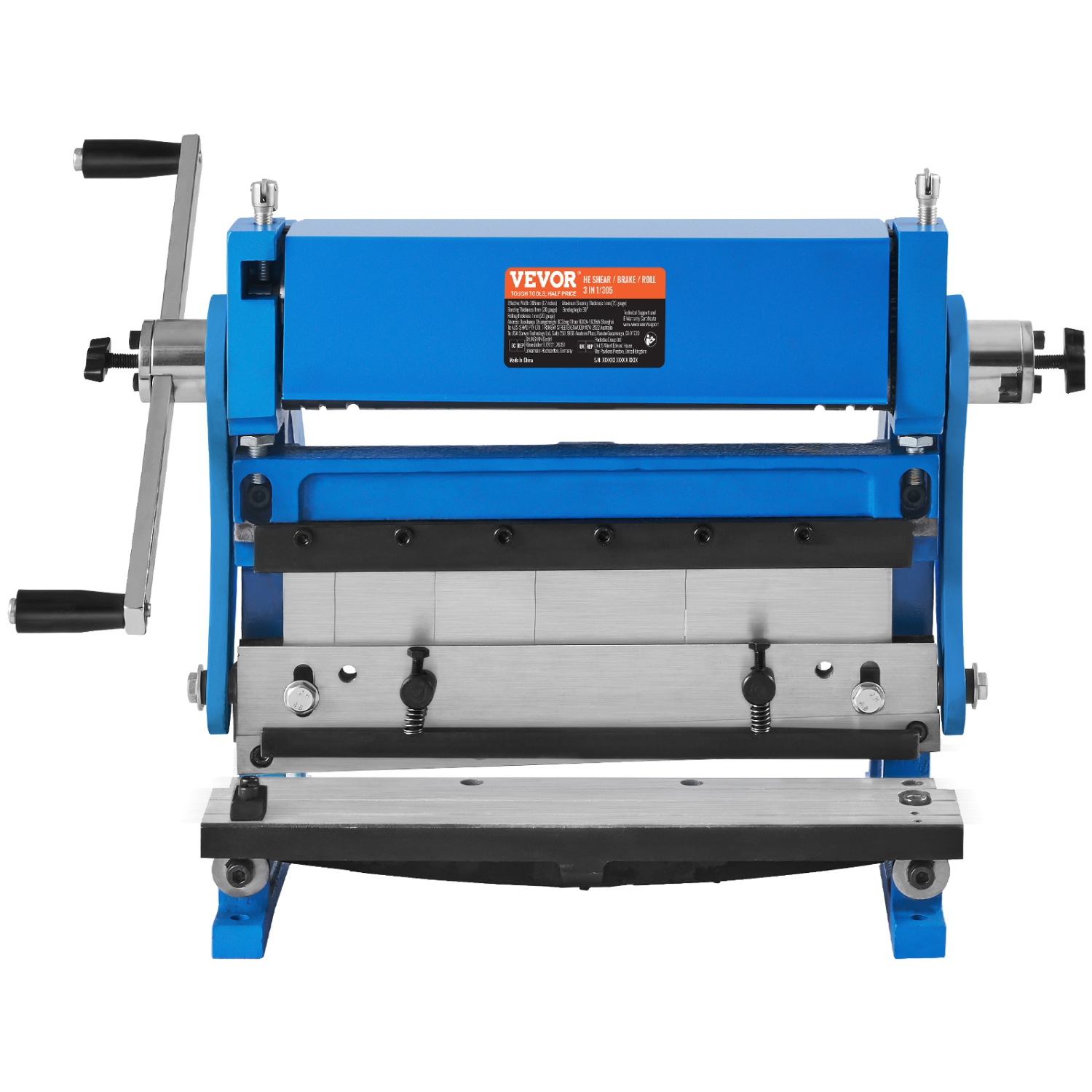 VEVOR 12-inch Sheet Metal Brake, 3-In-1 Combination Shear Brake Roll Machine, 20-Gauge Capacity Shear Press Brake with 90° Max Bending Angle, Shears