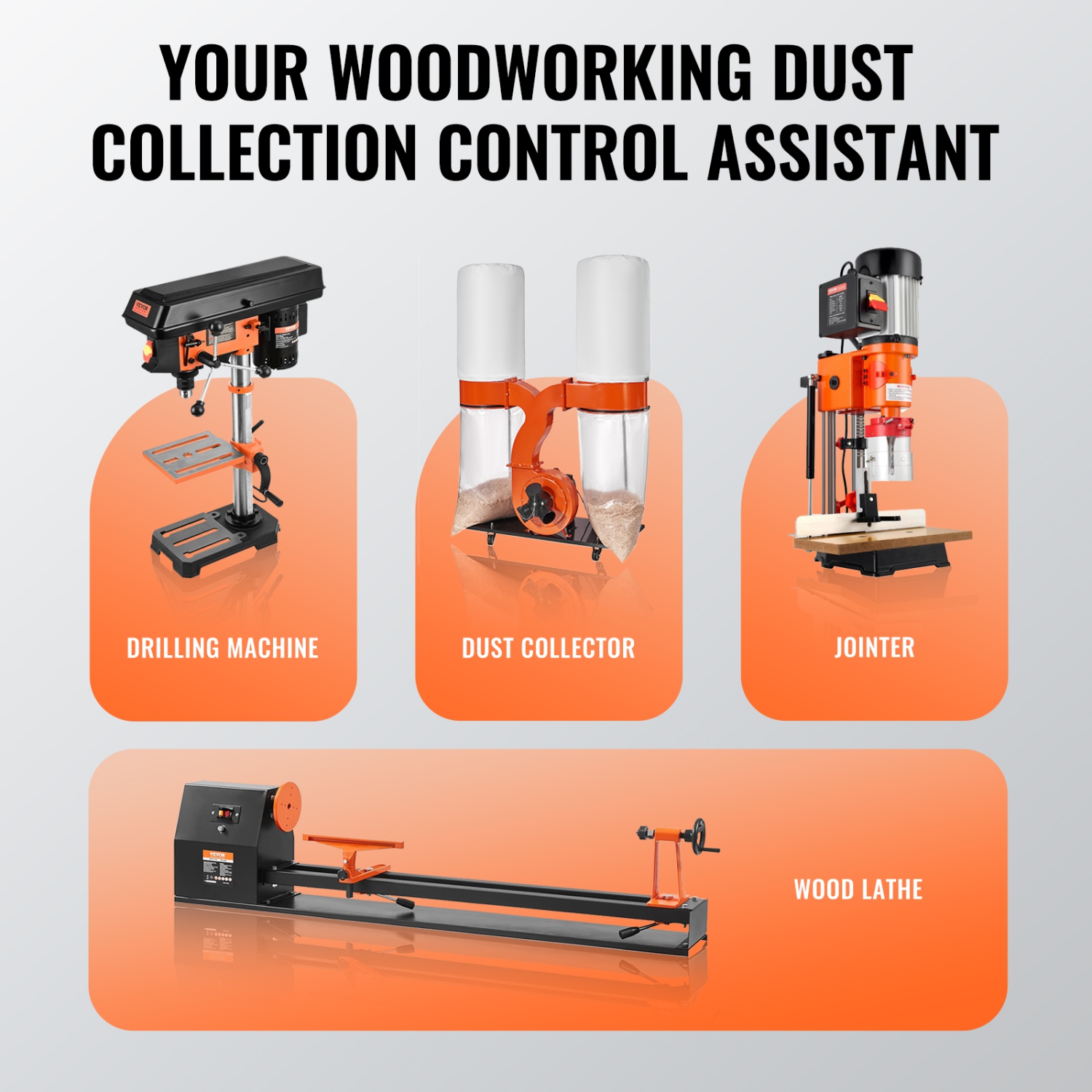 VEVOR 2.5'' x 20' Dust Collection Hose, Thickened PVC Material Puncture-Resistant Flexible Clear Hose with Carbon Steel Wire Coil 4 x 304 Stainless