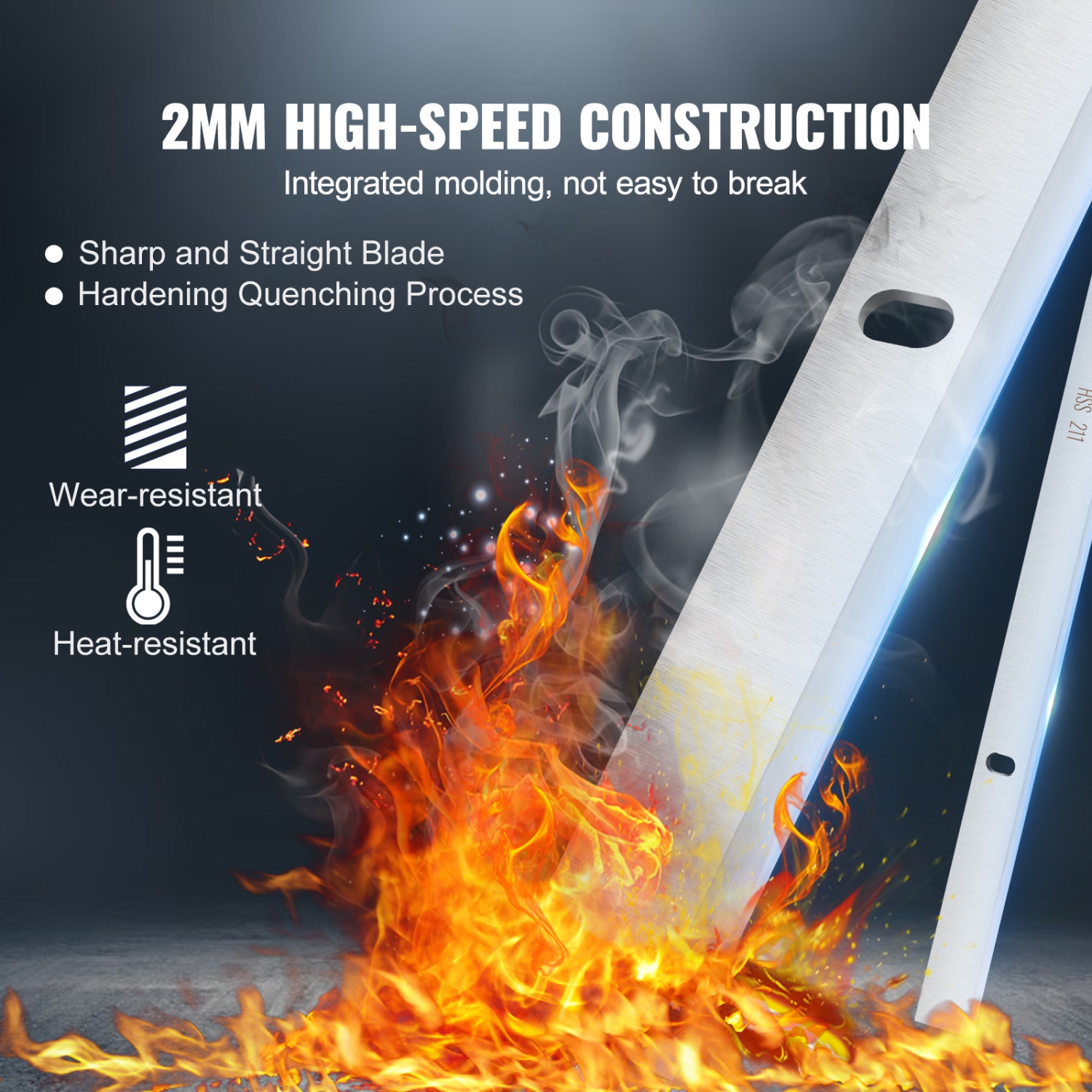 VEVOR 13-inch Thickness Planer Blades, HSS Crafted for Durability, HRC55-60, Easy Installation with Pre-drilled Holes, Ideal for Woodworking, Home