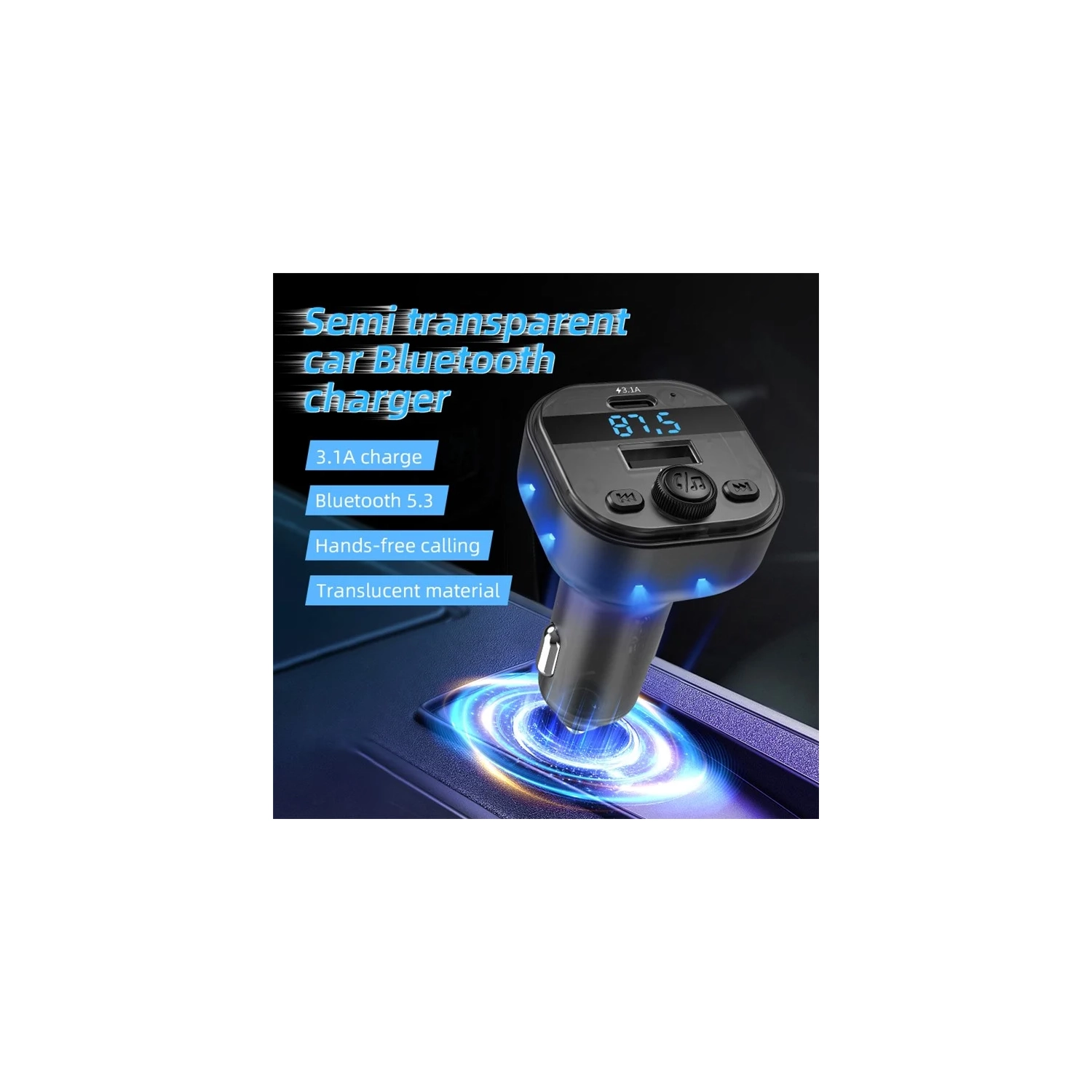 Multi-function Car MP3 Player Charger – Bluetooth 5.3, 15W QC Charging, LED Light, Memory Playback for 12V-24V Vehicles