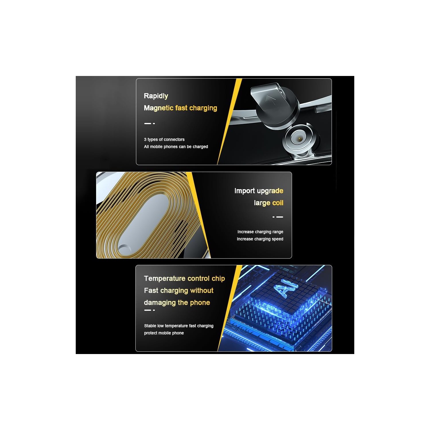 15&nbsp;W – Support de téléphone de voiture à chargement rapide, adsorption puissante de l'aspirateur, rotation à 360°, convient à tous les