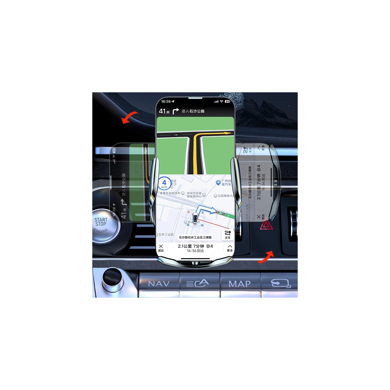 15&nbsp;W – Support de téléphone de voiture à chargement rapide, adsorption puissante de l'aspirateur, rotation à 360°, convient à tous les