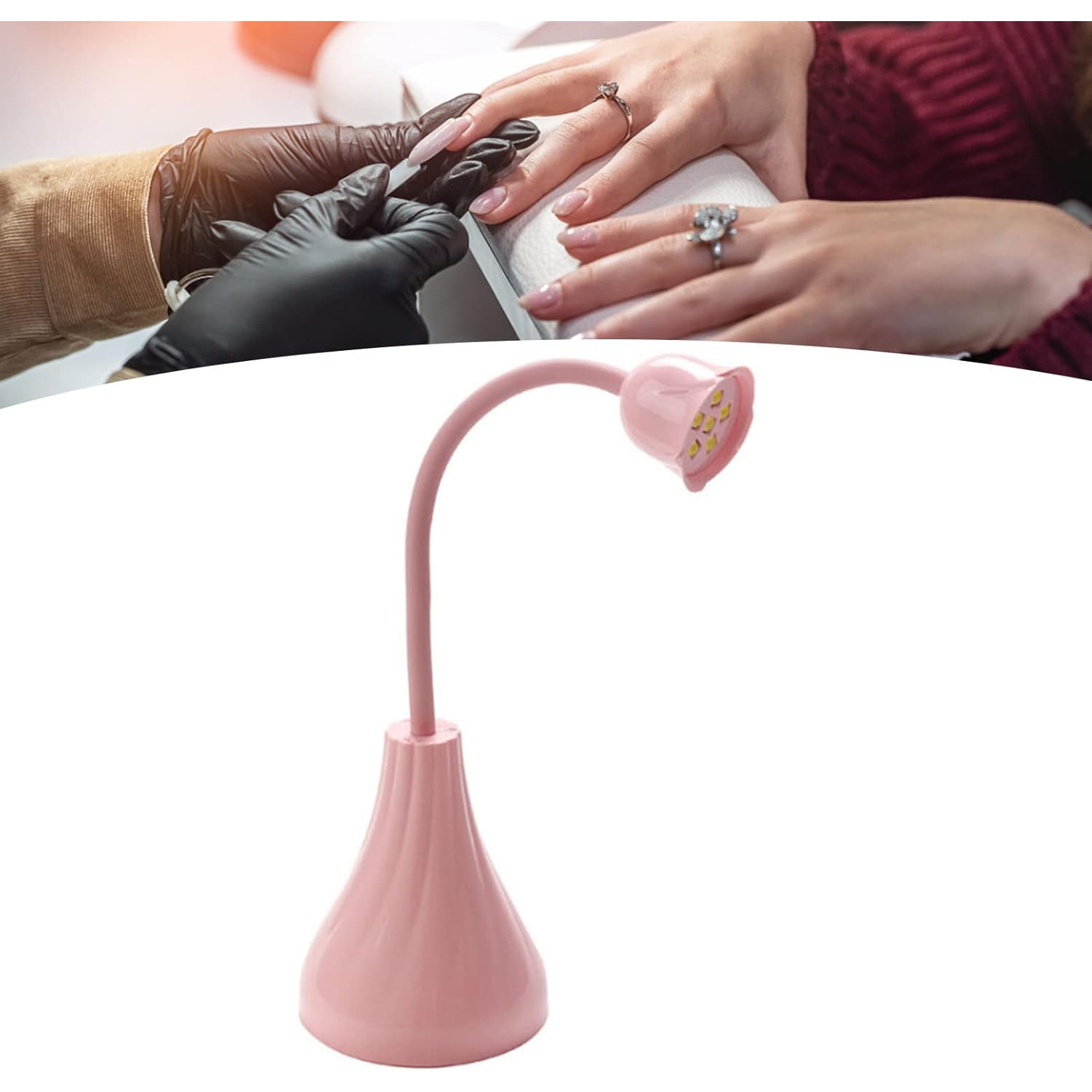 Nail Art Lamp Nail Polish Curing Lamp 6 Pieces LED 360 Degree Rotating Rose Pattern Home Salon