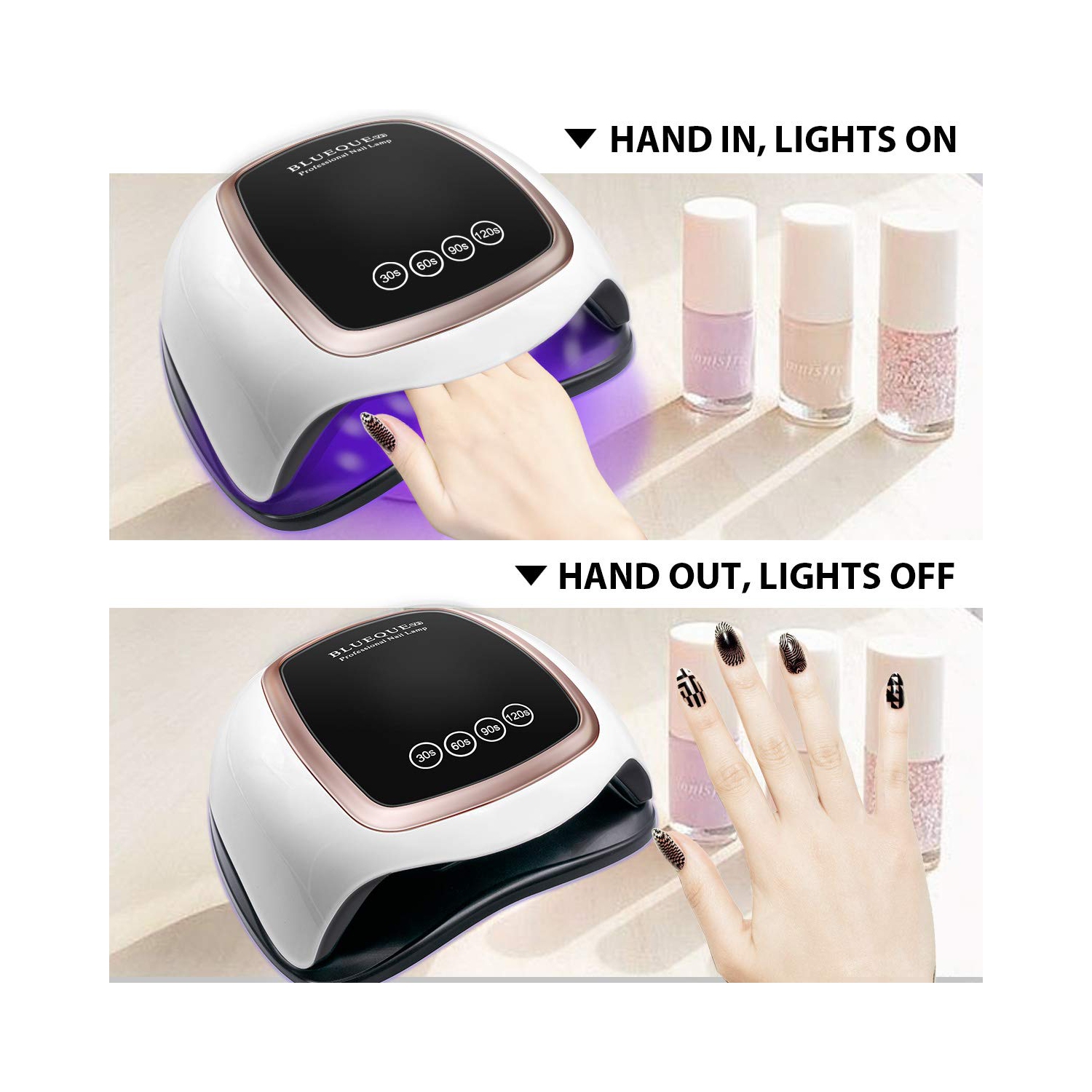 168&nbsp;W – Lampe à ongles UV LED, séchoir à ongles Wekin, 4 minuteries, lampe à ongles professionnelle en gel UV, lampe à ongles en gel, machine à