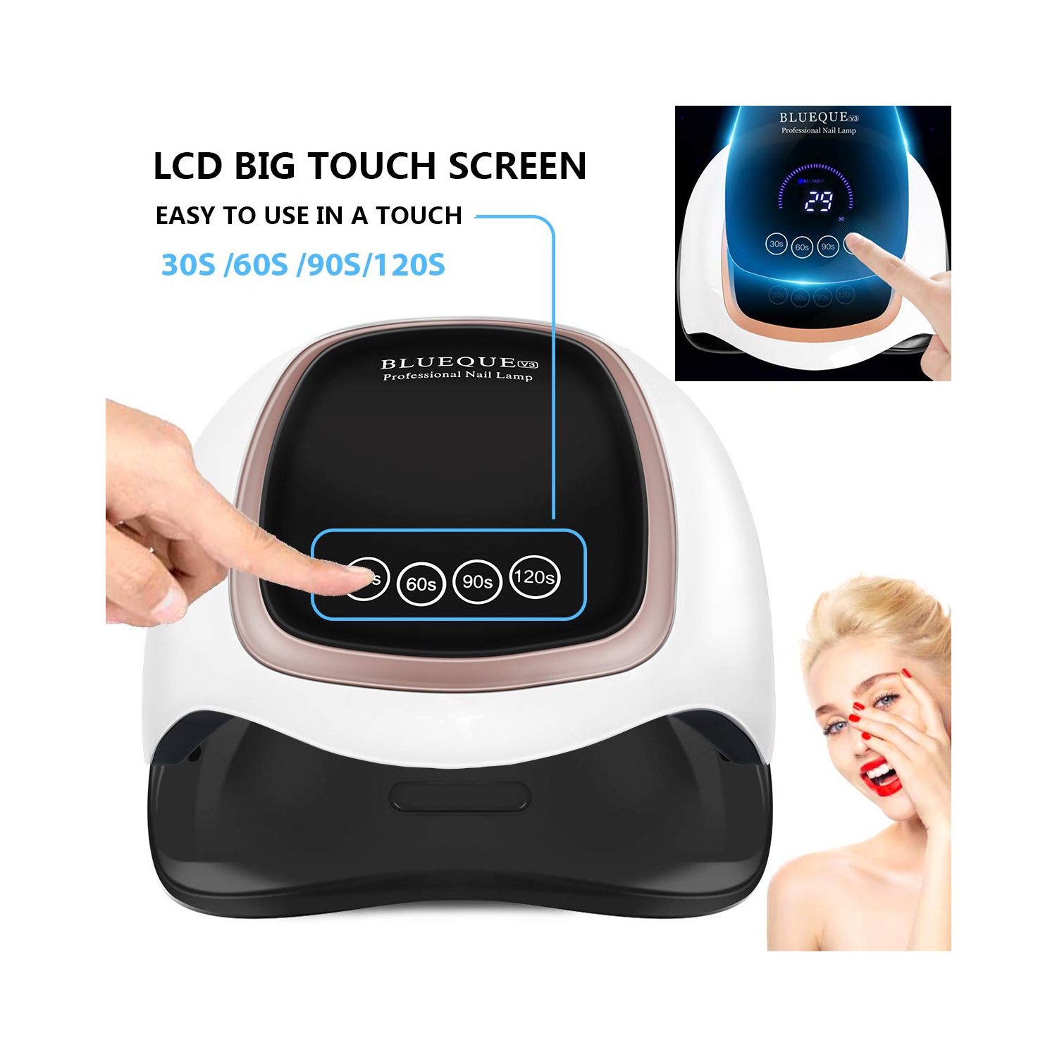 168&nbsp;W – Lampe à ongles UV LED, séchoir à ongles Wekin, 4 minuteries, lampe à ongles professionnelle en gel UV, lampe à ongles en gel, machine à