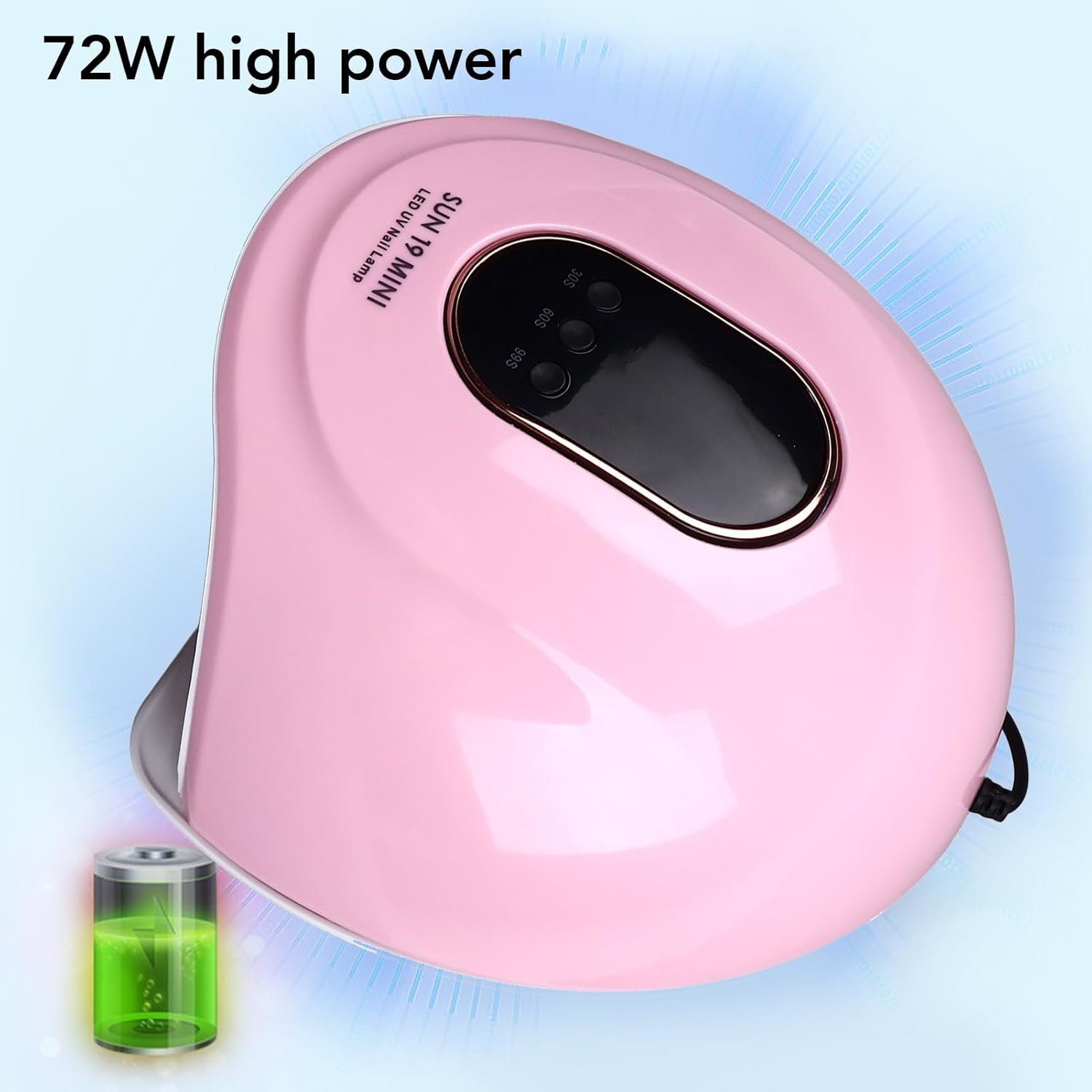 Mini 72W LED UV Nail Lamp Smart Portable Dryer Semi-Permanent Nail Art Suitable for All Gel Curing Pink