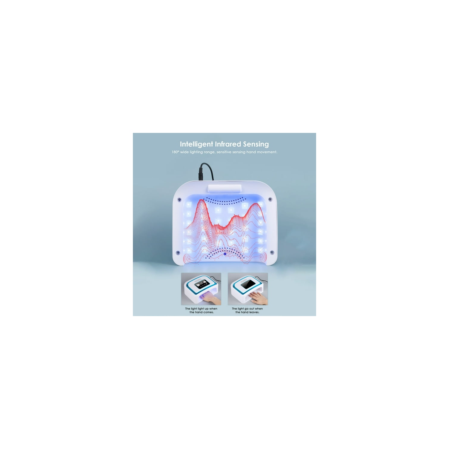 Lampe à ongles rechargeable 30 LED Sèche-ongles à deux lumières Home Lampe à induction portative Fashion Smart de 120 W - Bleu