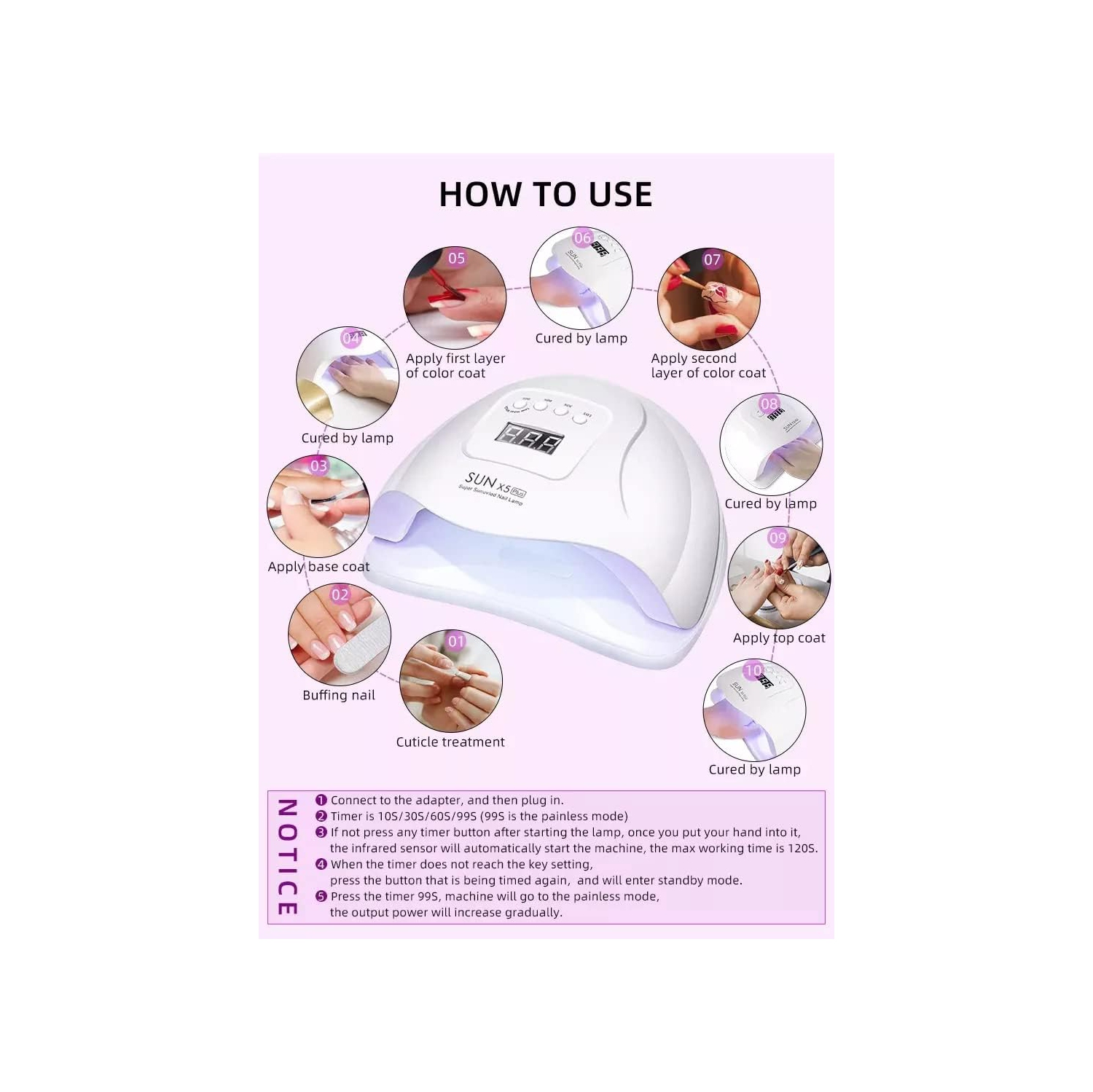 Solar Nail Lamp 120W UV, 36 LEDs, Nail Dryer, for Curing Gel Polish, with Smart Sensor