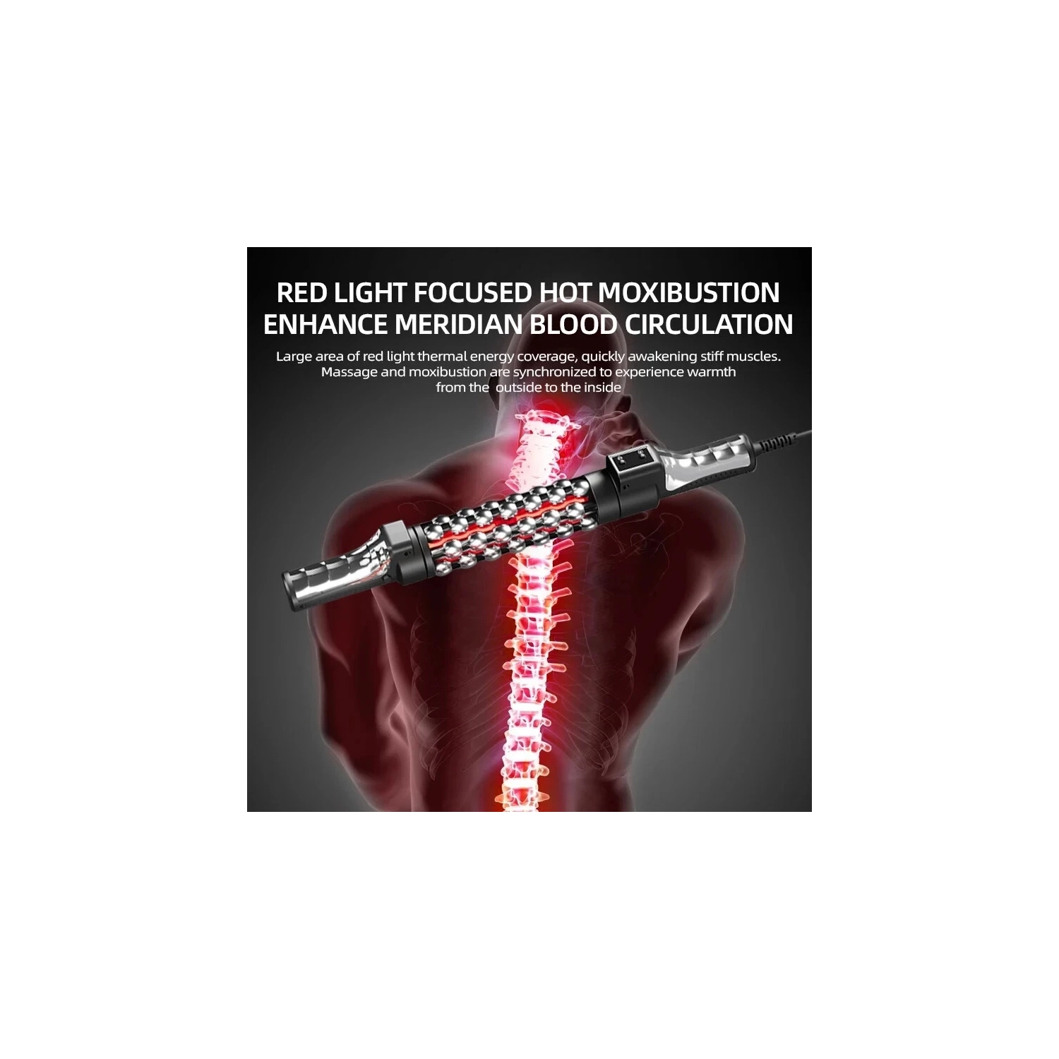 Red Light Heated Massage Device Rotating Roller Body Meridian Electric Massager Infrared Heating Therapy Roller Massager