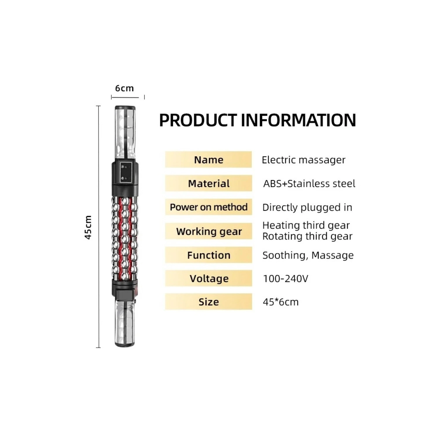 Red Light Heated Massage Device Rotating Roller Body Meridian Electric Massager Infrared Heating Therapy Roller Massager