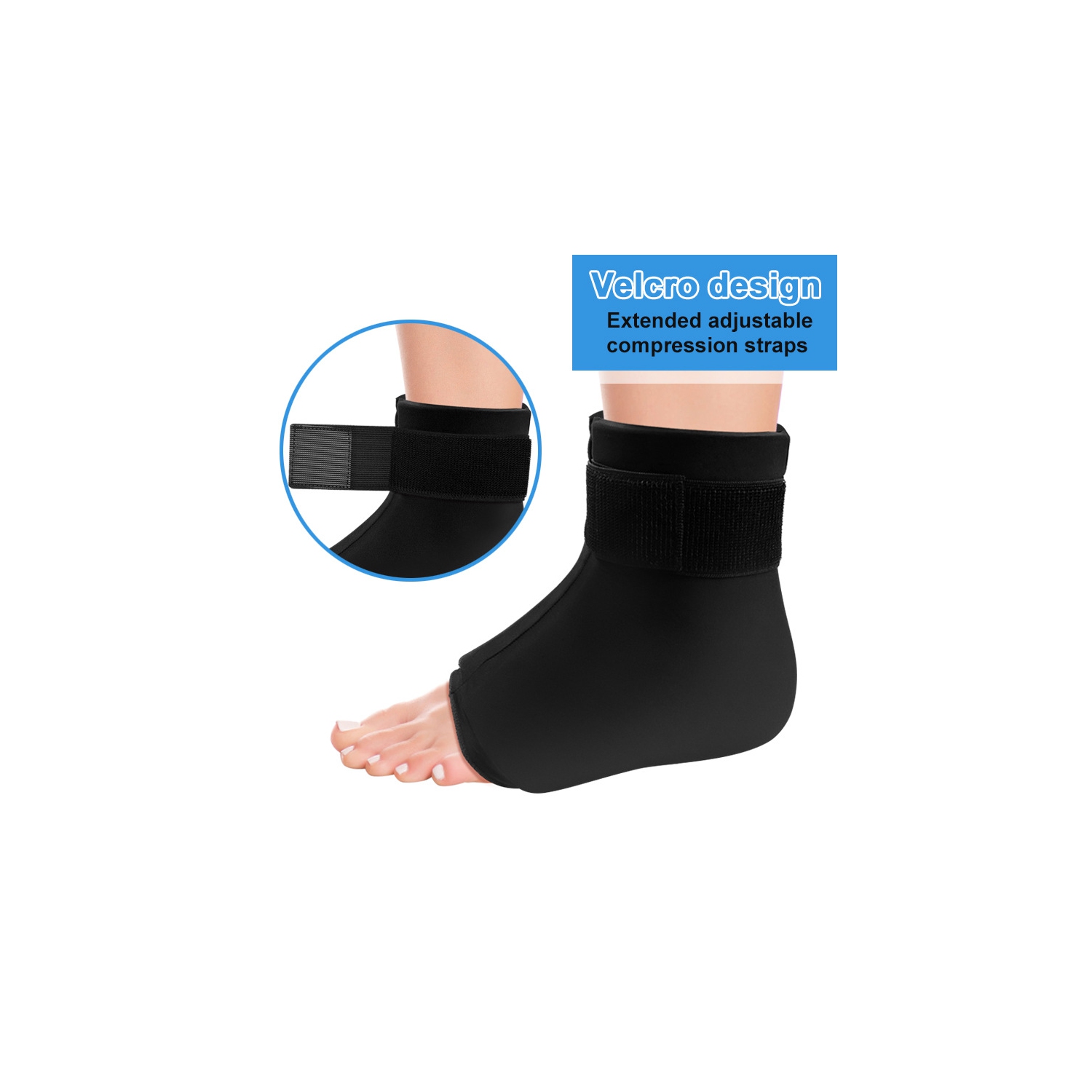 Ankle Ice Pack Wrap Hot & Cold Therapy Sock for Plantar Fasciitis Relief Achilles Tendonitis Reusable Ankle Ice Pack-Size L
