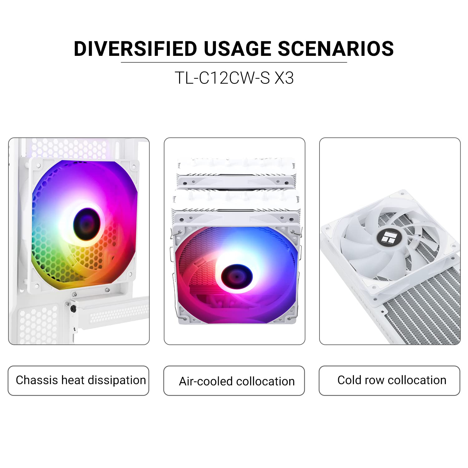 3 ventilateurs de boîtier ARGB PWM 120&nbsp;mm TL-C12CW-S X3 de Thermalright avec roulement S-FDB - Blanc