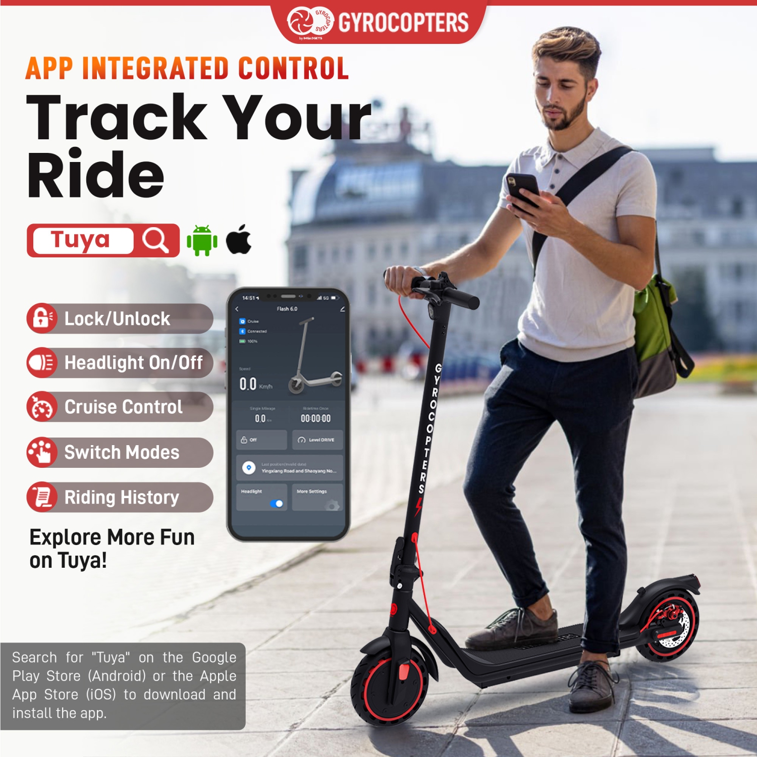 Trottinette électrique Flash 6.0 2025 de Gyrocopters pour adultes et ado, conception améliorée, pneus increvables de 8,5 po | Certification UL 2272 |