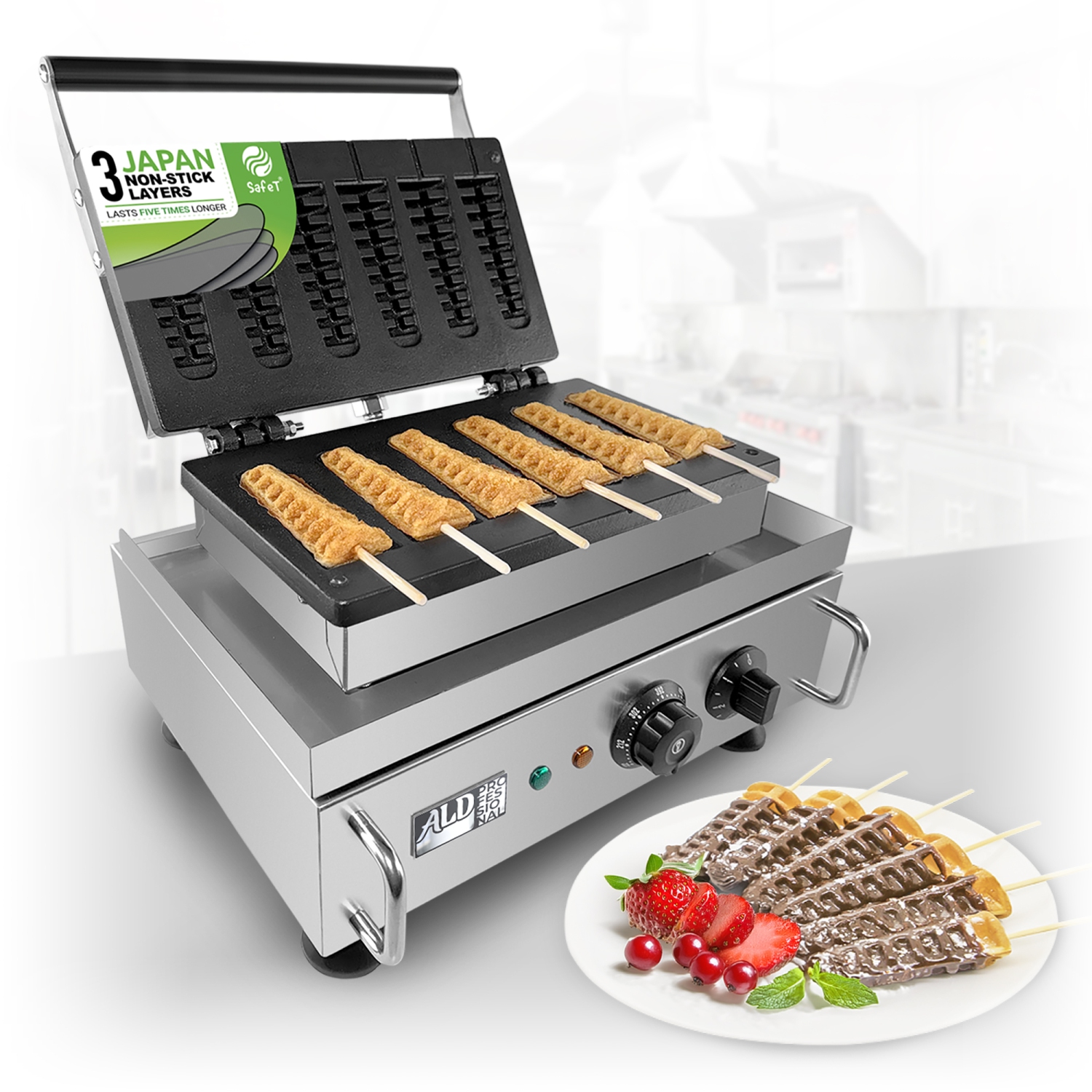 AP-503 Waffle Stick Maker | Christmas Tree Shape Waffle | Electric Waffle Maker | 6 waffles | 110V