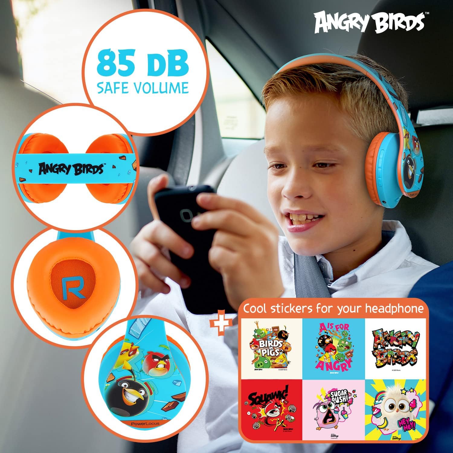 Kids Headphones Angry Birds Edition, Wireless Kids Headphones, 85dB Volume Limited, Foldable Bluetooth