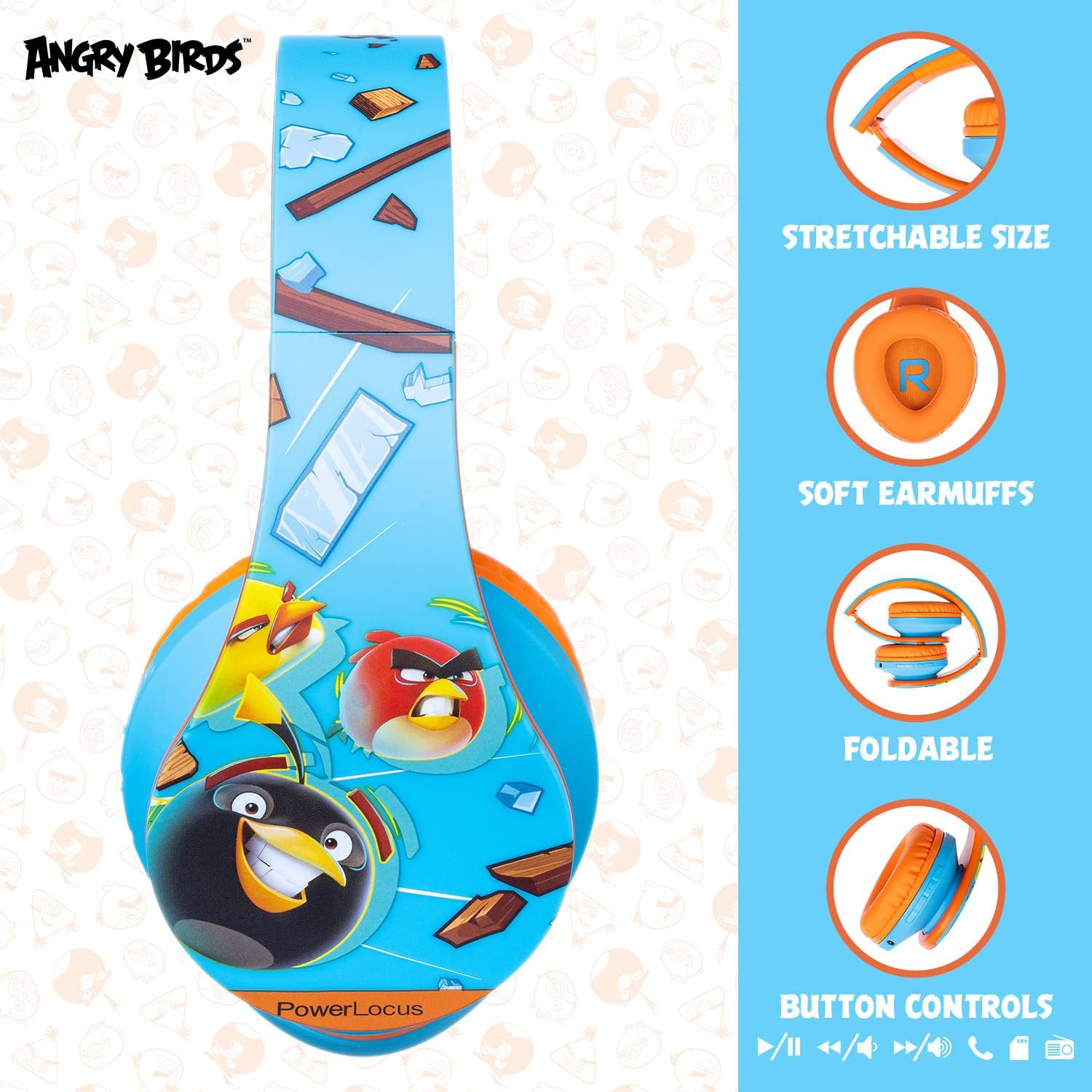 Kids Headphones Angry Birds Edition, Wireless Kids Headphones, 85dB Volume Limited, Foldable Bluetooth