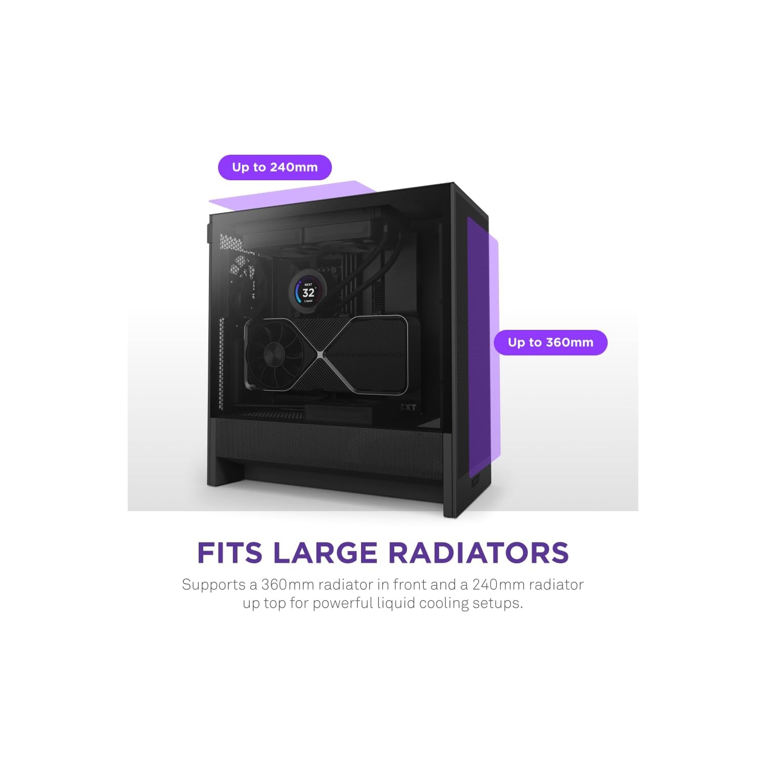 NZXT H5 Flow 2024 - Boîtier de jeu ATX mi-tour compact avec débit d'air élevé, 2 ventilateurs 120&nbsp;mm, prise en charge de radiateur et verre
