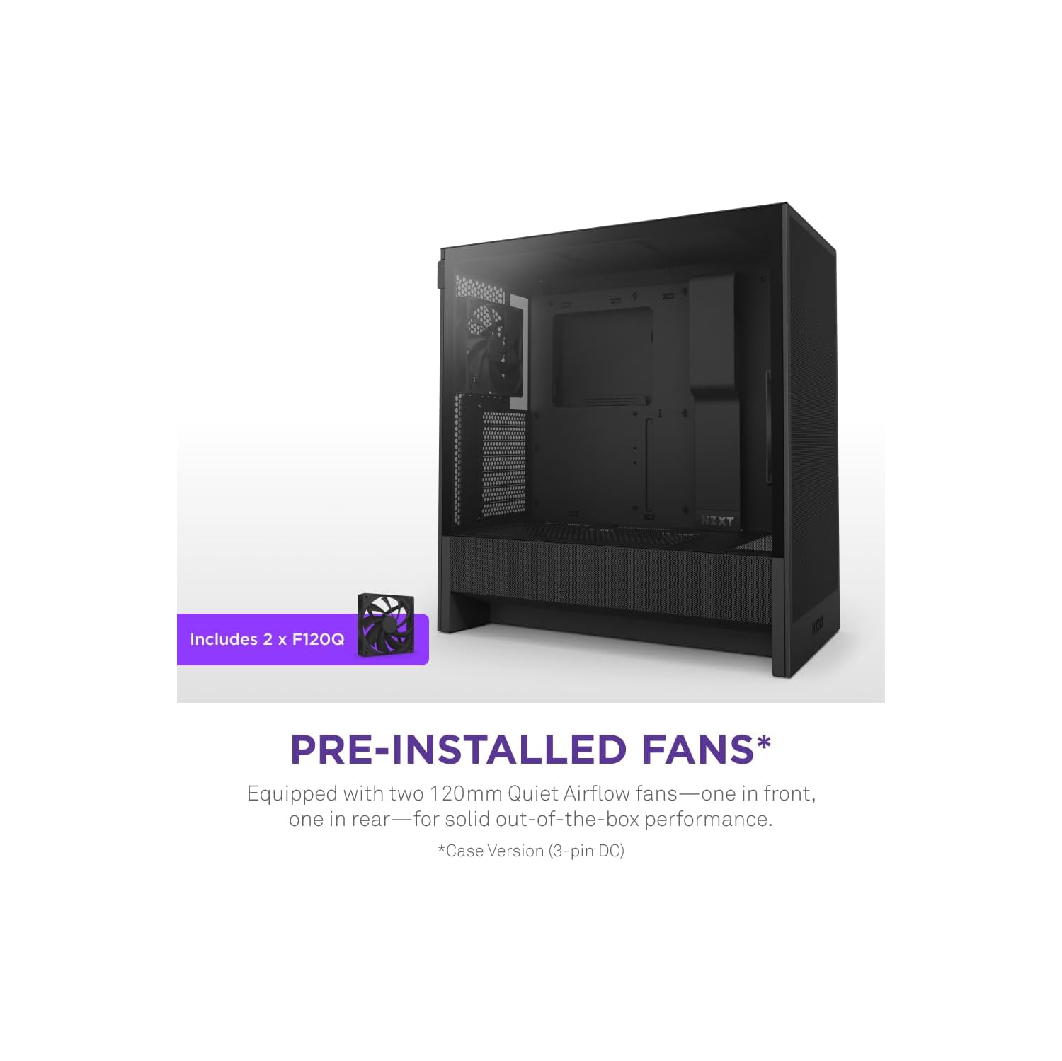 NZXT H5 Flow 2024 - Boîtier de jeu ATX mi-tour compact avec débit d'air élevé, 2 ventilateurs 120&nbsp;mm, prise en charge de radiateur et verre