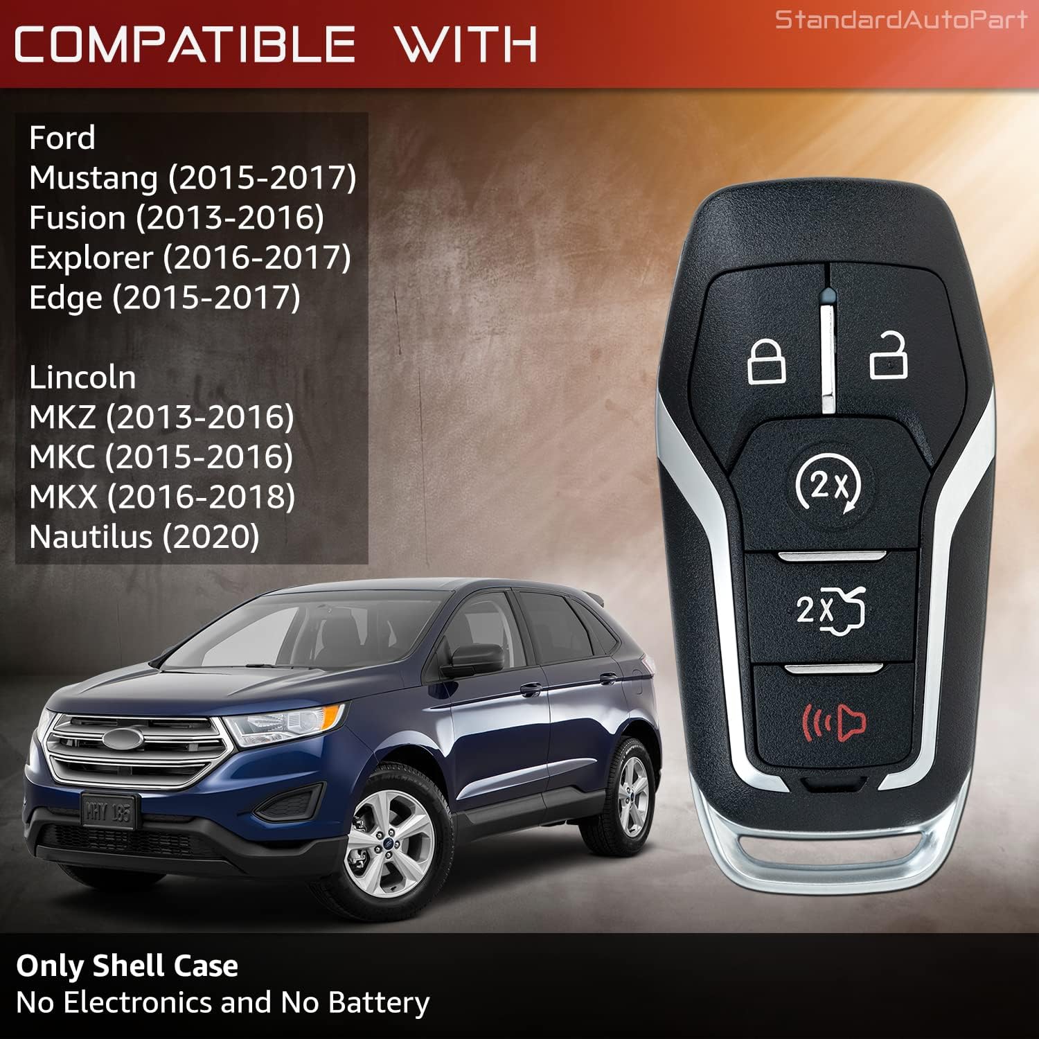 New Smart Key Remote Keyless Entry Compatible with Ford Fusion Explorer Edge Mustang Lincoln MKZ MKC