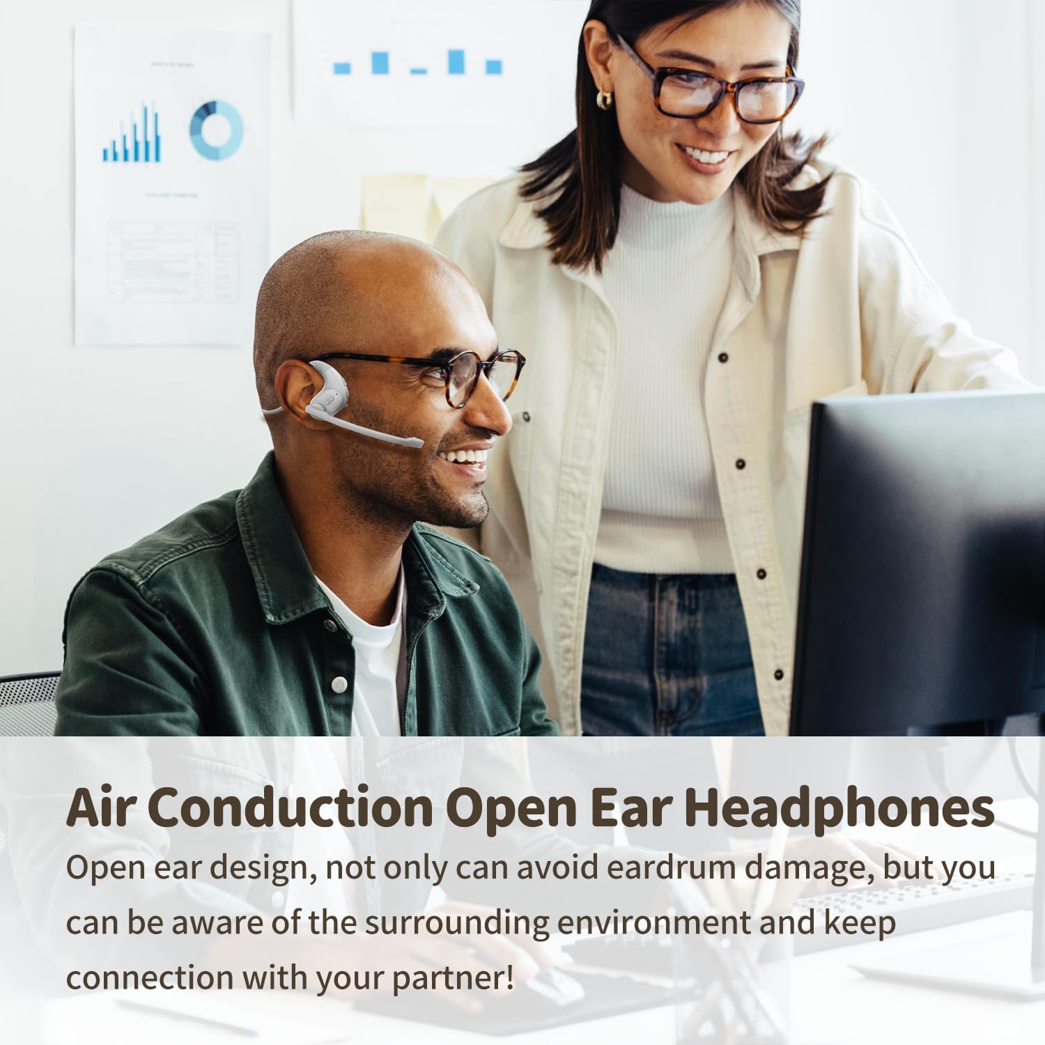 Casque Bluetooth avec microphone amovible, casque sans fil avec suppression du bruit DSP pour téléphones Portable