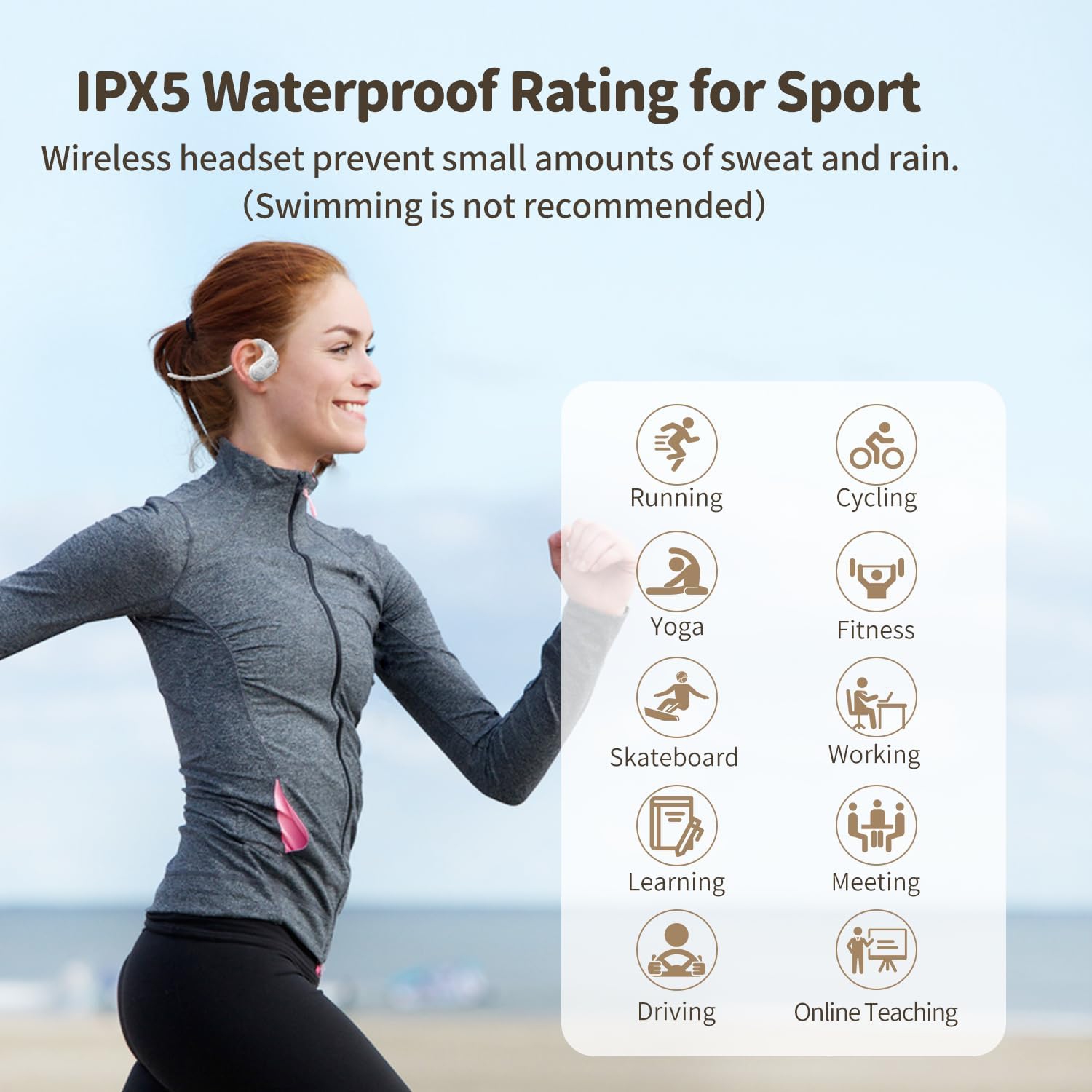 Casque Bluetooth avec microphone amovible, casque sans fil avec suppression du bruit DSP pour téléphones Portable