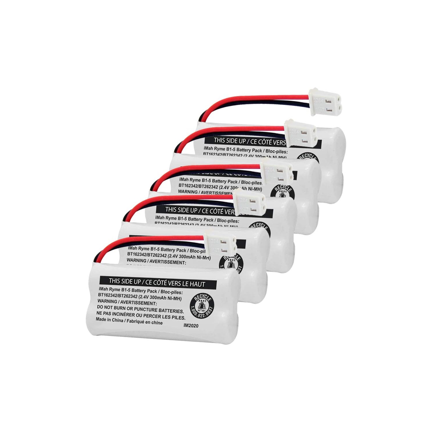 Batterie de téléphone sans fil Ni-MH BT162342/BT262342 de 2,4&nbsp;V 300&nbsp;mAh, aussi compatible avec BT183342/BT283342 AT&T