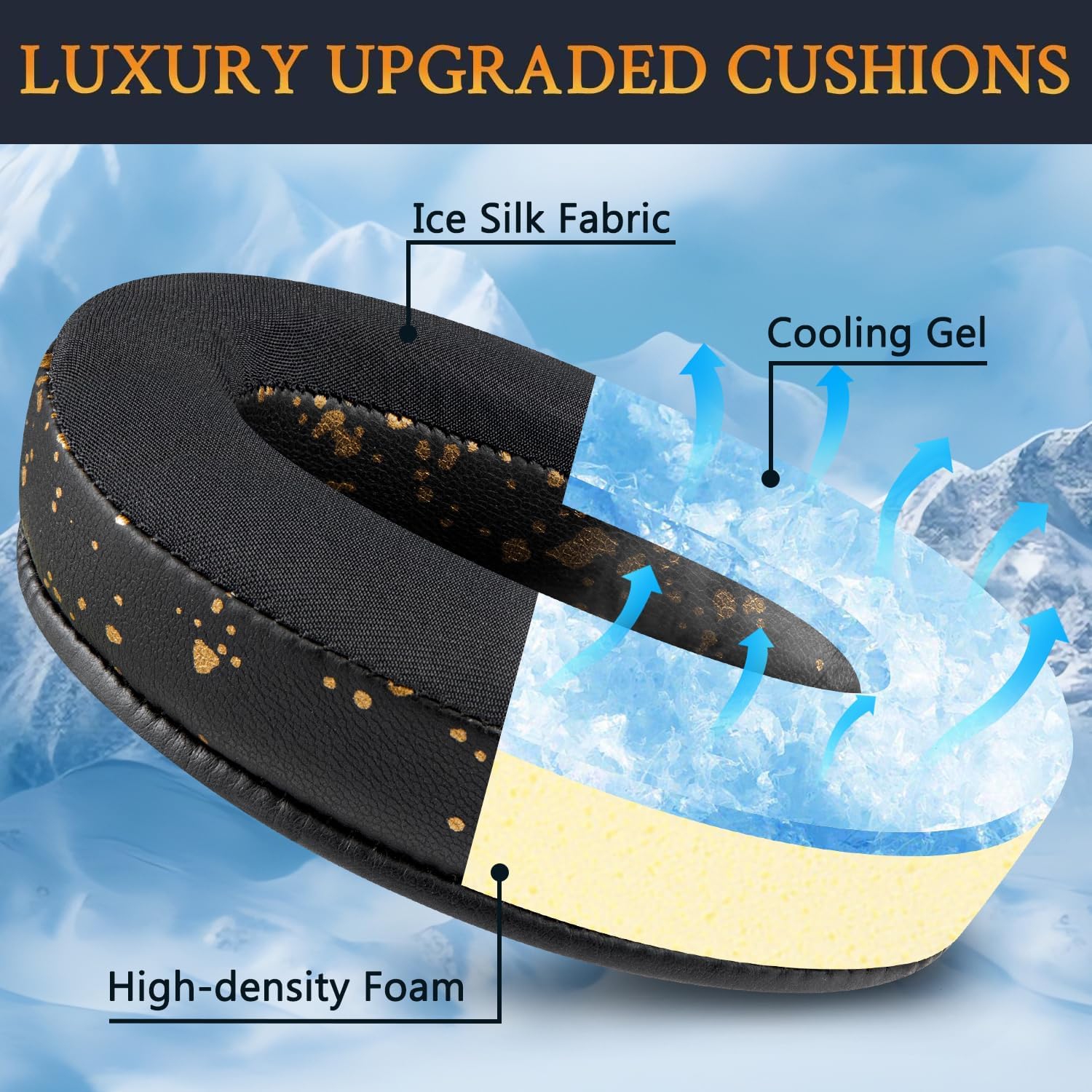 Cooling Gel Earpads Cushions Replacement for Sony WH-XB910 XB910N Extra Bass Noise Cancelling Headphones,