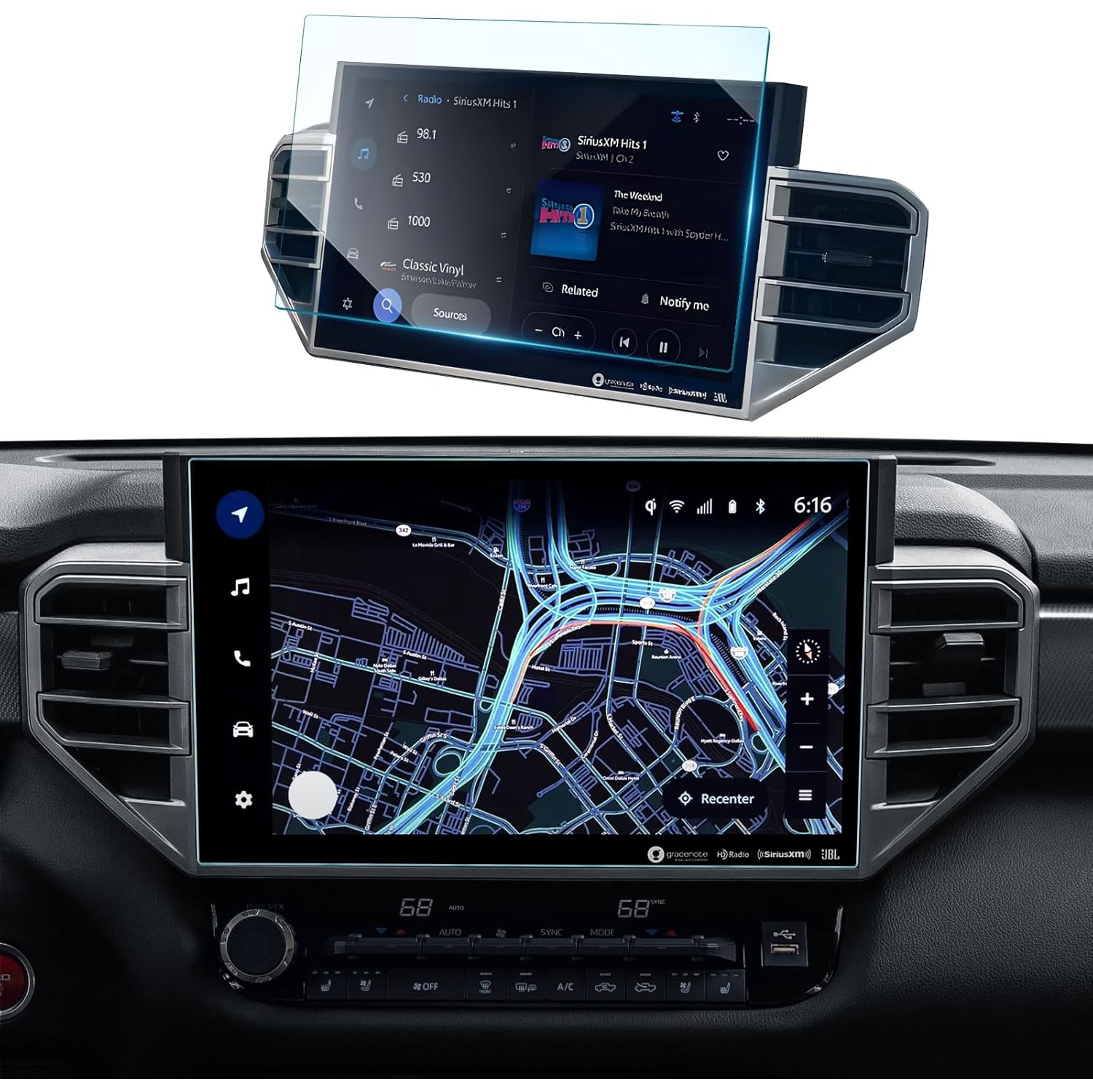 Protecteur d'écran de voiture pour accessoires Toyota Tundra 2022-2024 et navigation GPS en verre trempé Sequoia 14&nbsp;po 2023-2024