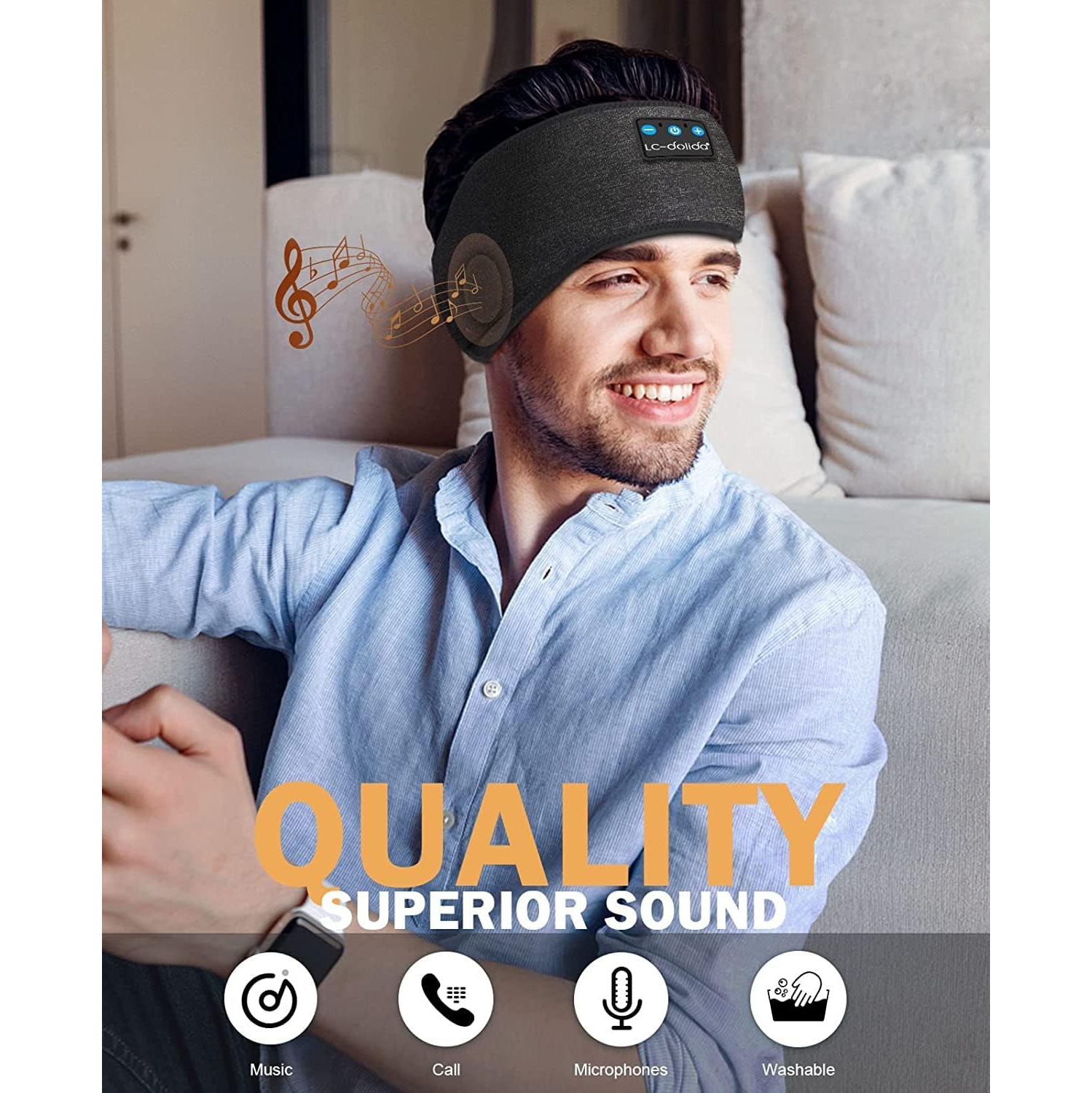 Sleep Headphones, Bluetooth Sports Headband Wireless Music Sleeping Headphones Sleep Eye Mask Earbuds for Side Sleepers