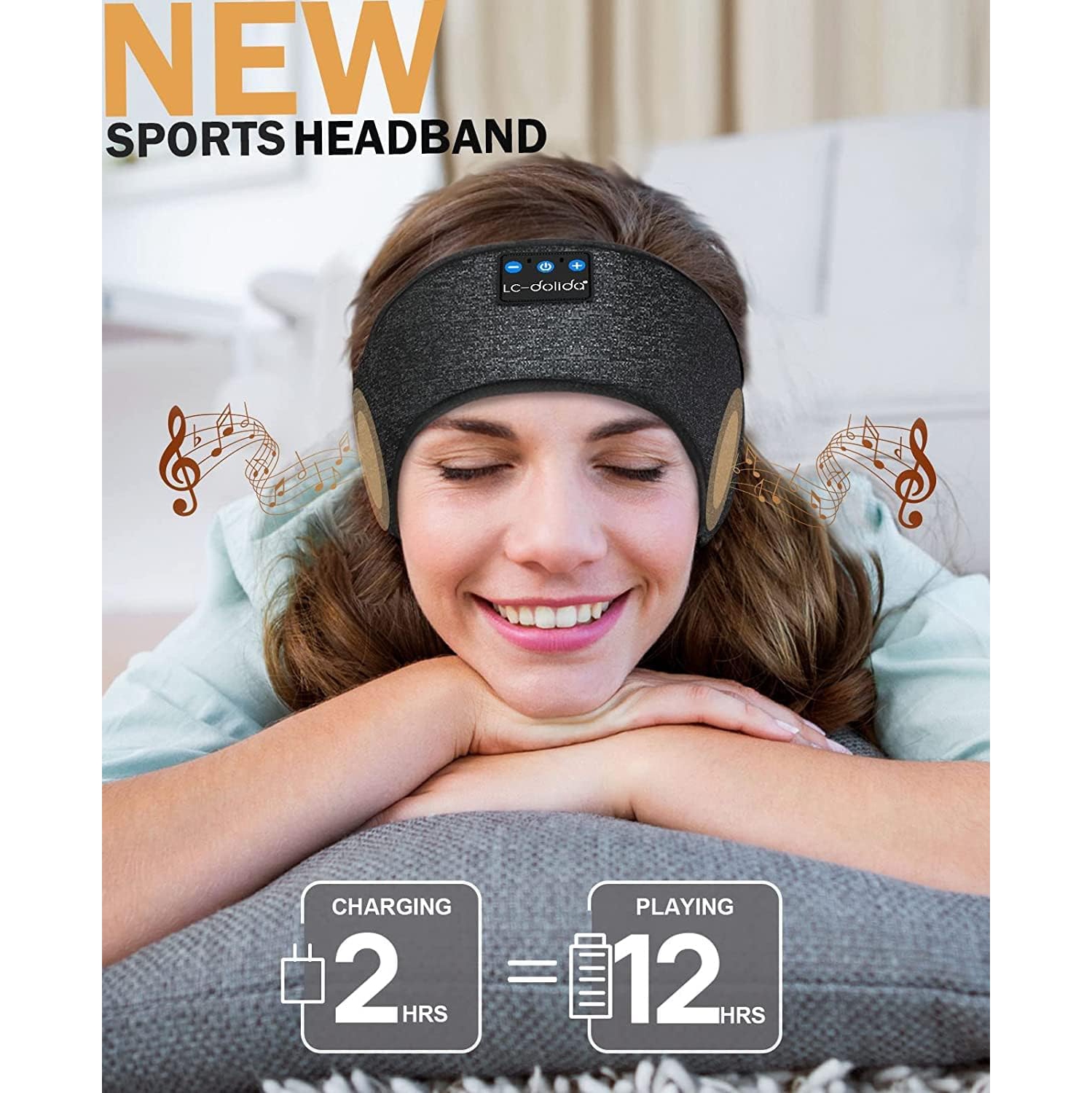 Sleep Headphones, Bluetooth Sports Headband Wireless Music Sleeping Headphones Sleep Eye Mask Earbuds for Side Sleepers