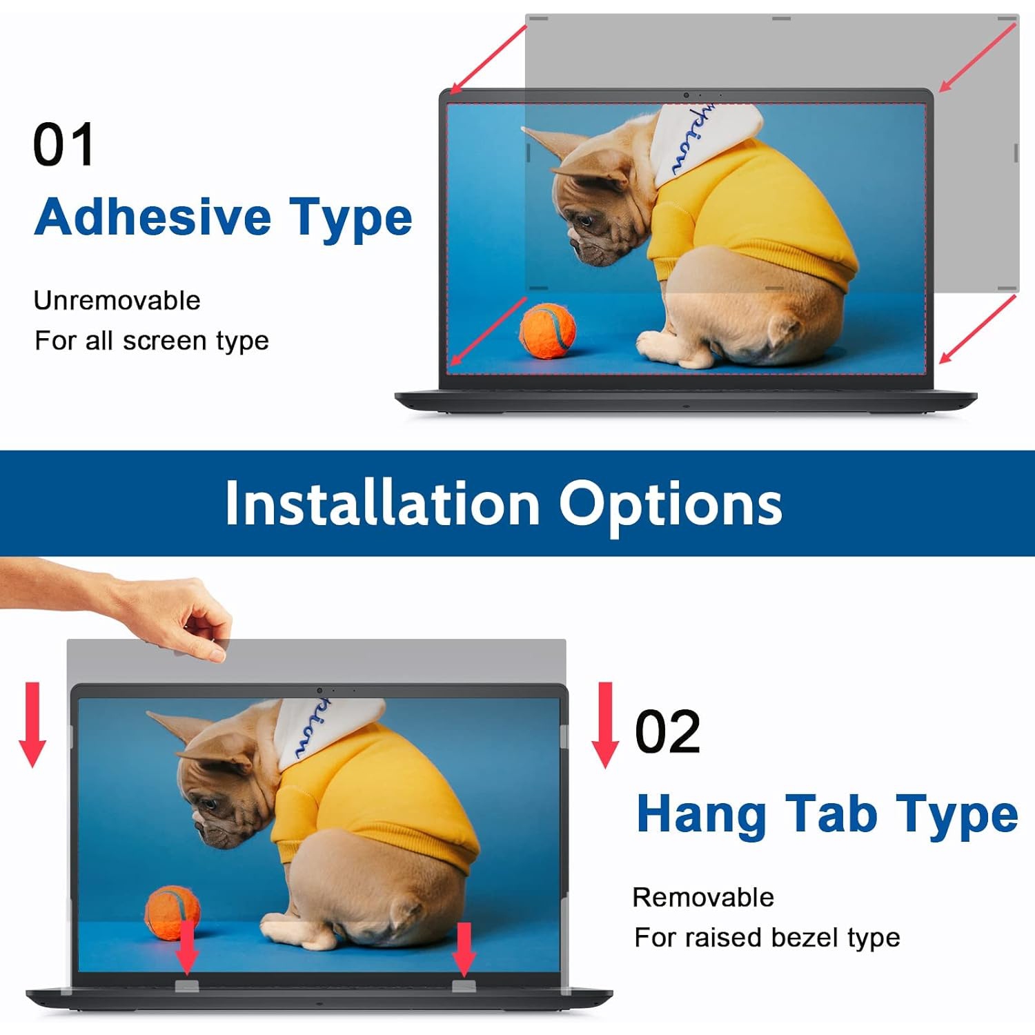 Filtre de confidentialité pour portable 17.3&nbsp;po pour HP/Dell/Thinkpad/Lenovo/Samsung/Asus/Sony, rapport de forme 16:9