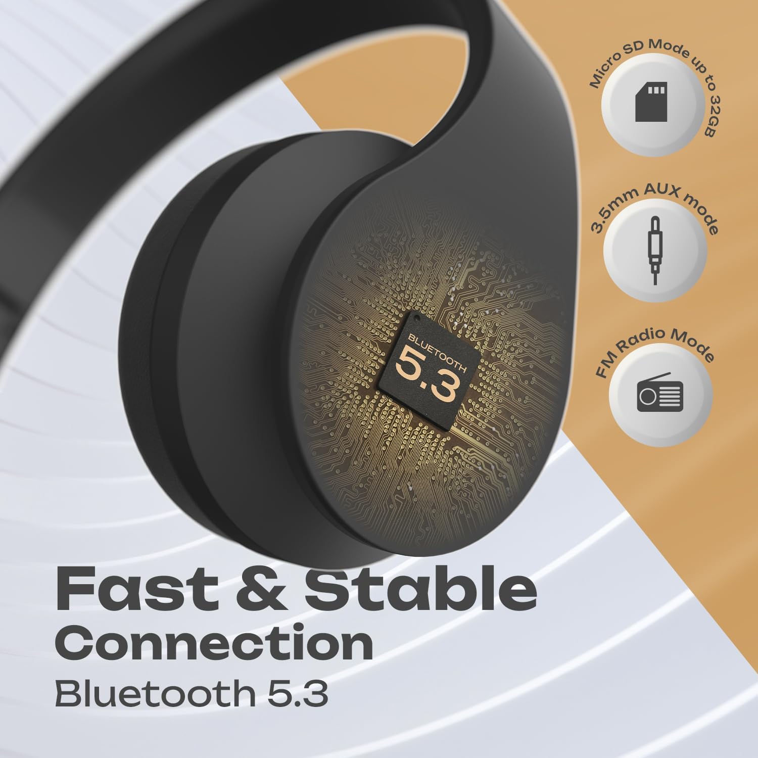 Casque d'écoute stéréo sans fil Bluetooth pliable, casques d'écoute avec fil à suppression du bruit avec intégré