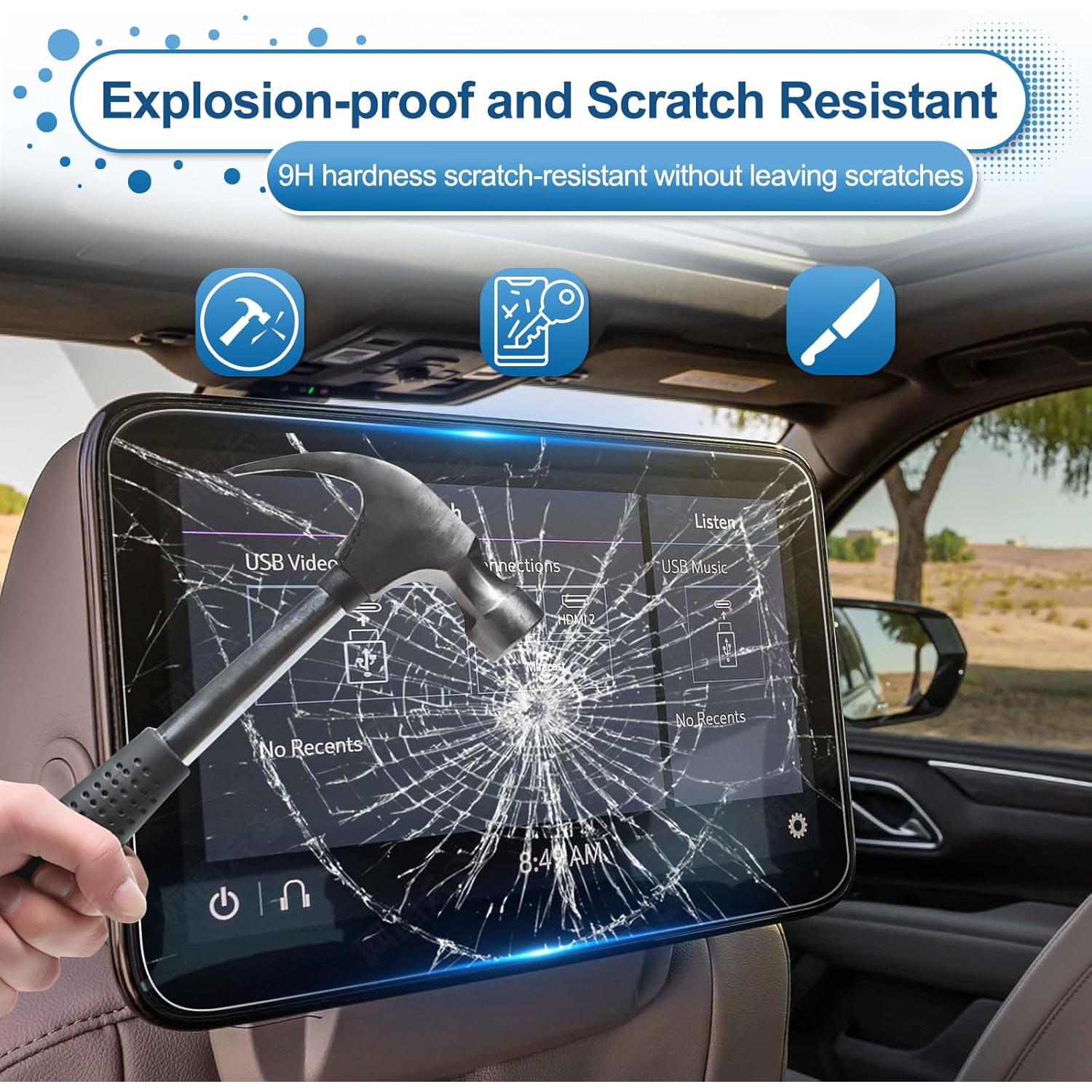 (2PC) 2021-2023 2024 Protecteur d'écran Suburban pour Chevrolet Suburban Siège arrière 12,6-inch Écran tactile, 9H