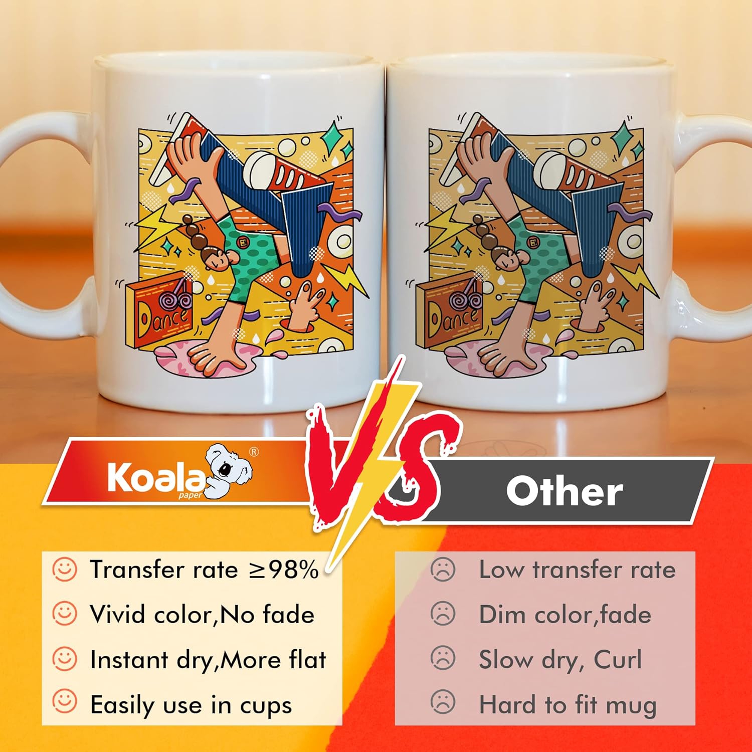 Papier de sublimation 170 feuilles 8,5x11&nbsp;po 105&nbsp;gsm, Appliquer pour personnaliser le gobelet, T-shirts de couleur claire