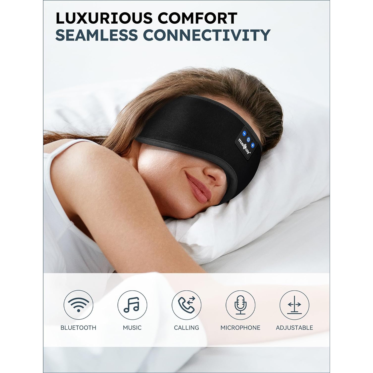Sleep Headphones Bluetooth Headband Sleeping Headphones Sleep Mask, Wireless Sleep Mask Earbuds for Side