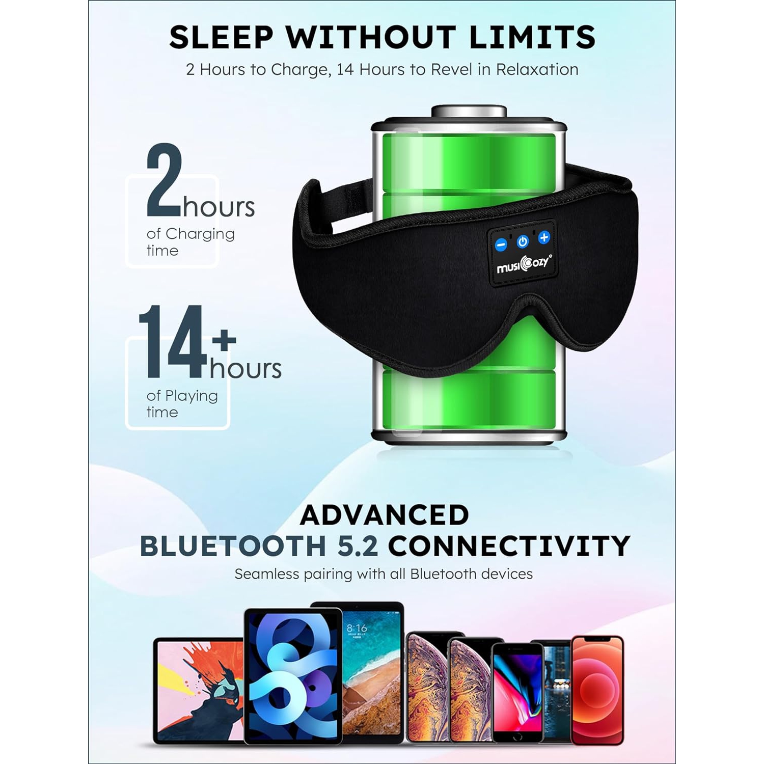 Sleep Headphones Bluetooth Headband Sleeping Headphones Sleep Mask, Wireless Sleep Mask Earbuds for Side
