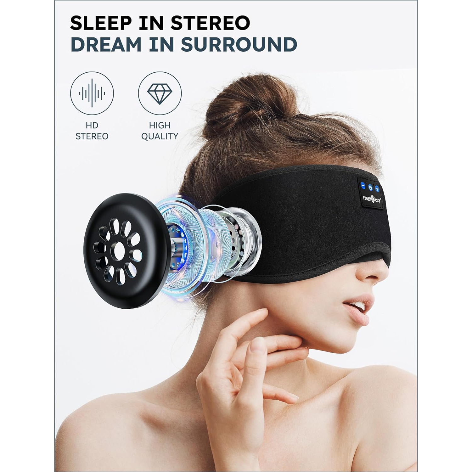 Sleep Headphones Bluetooth Headband Sleeping Headphones Sleep Mask, Wireless Sleep Mask Earbuds for Side